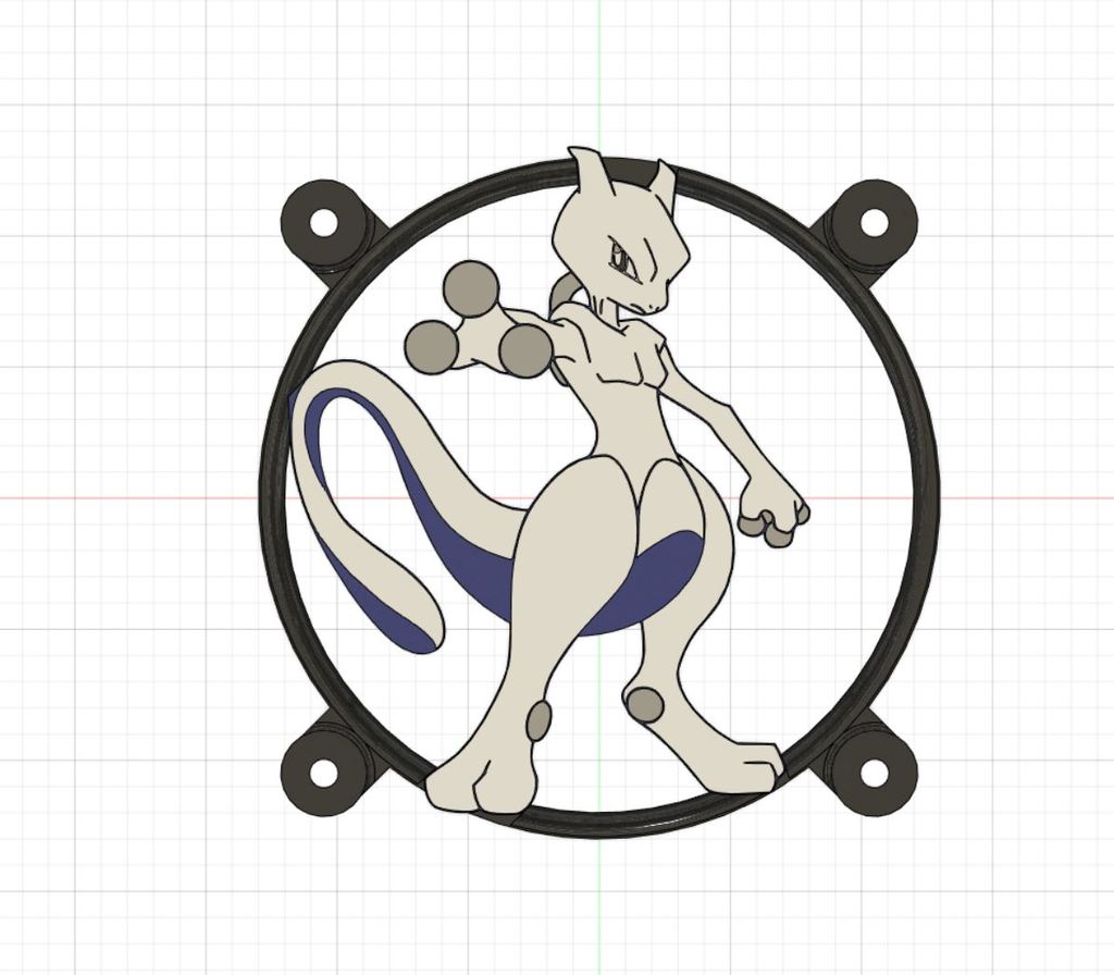 Mewtwo 120mm PC Fan Cover - Playful Decorative Look