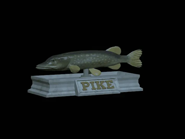 Northern Pike Statue with Base