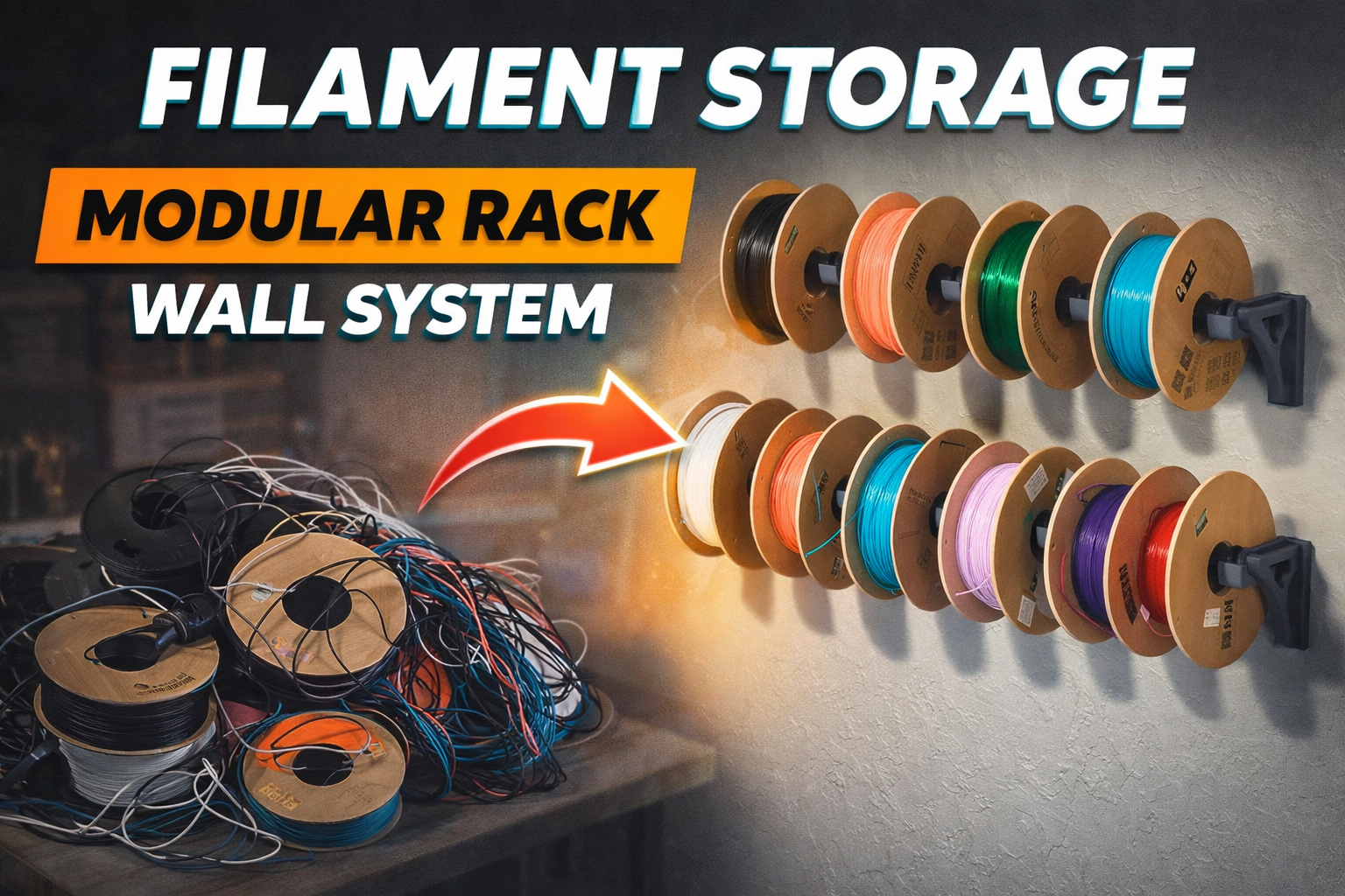 Modular Filament Wall Rack – Clean, Expandable 3D Printed Spool Storage