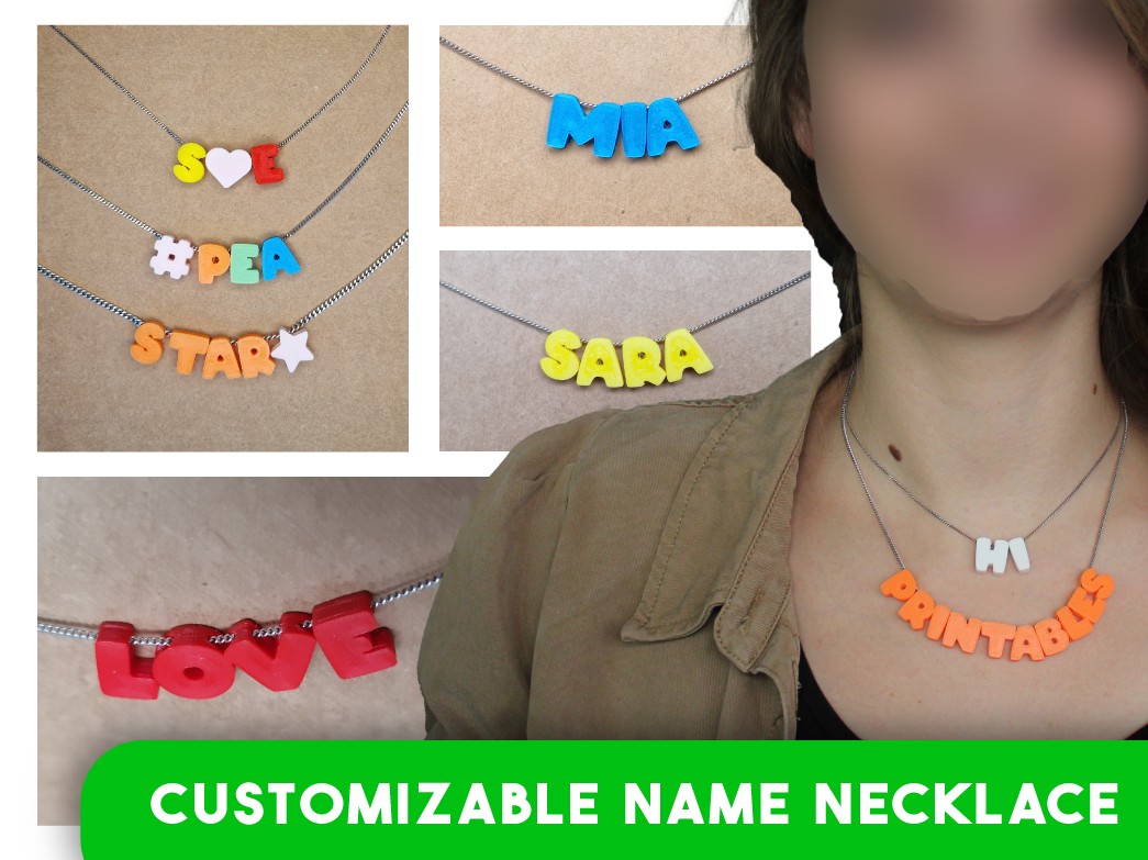 Customizable name (& numbers) necklace by Melix Download free STL
