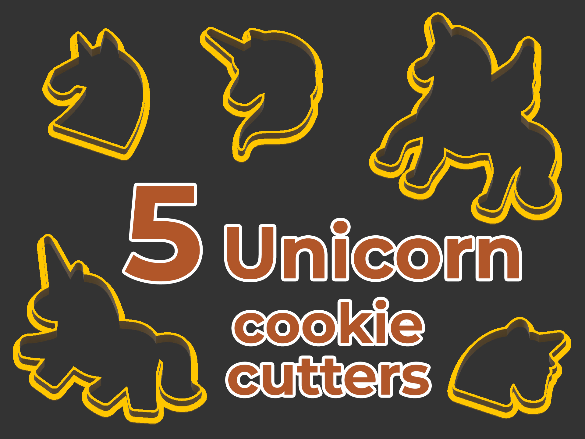 5 Unicorn Cookie cutters