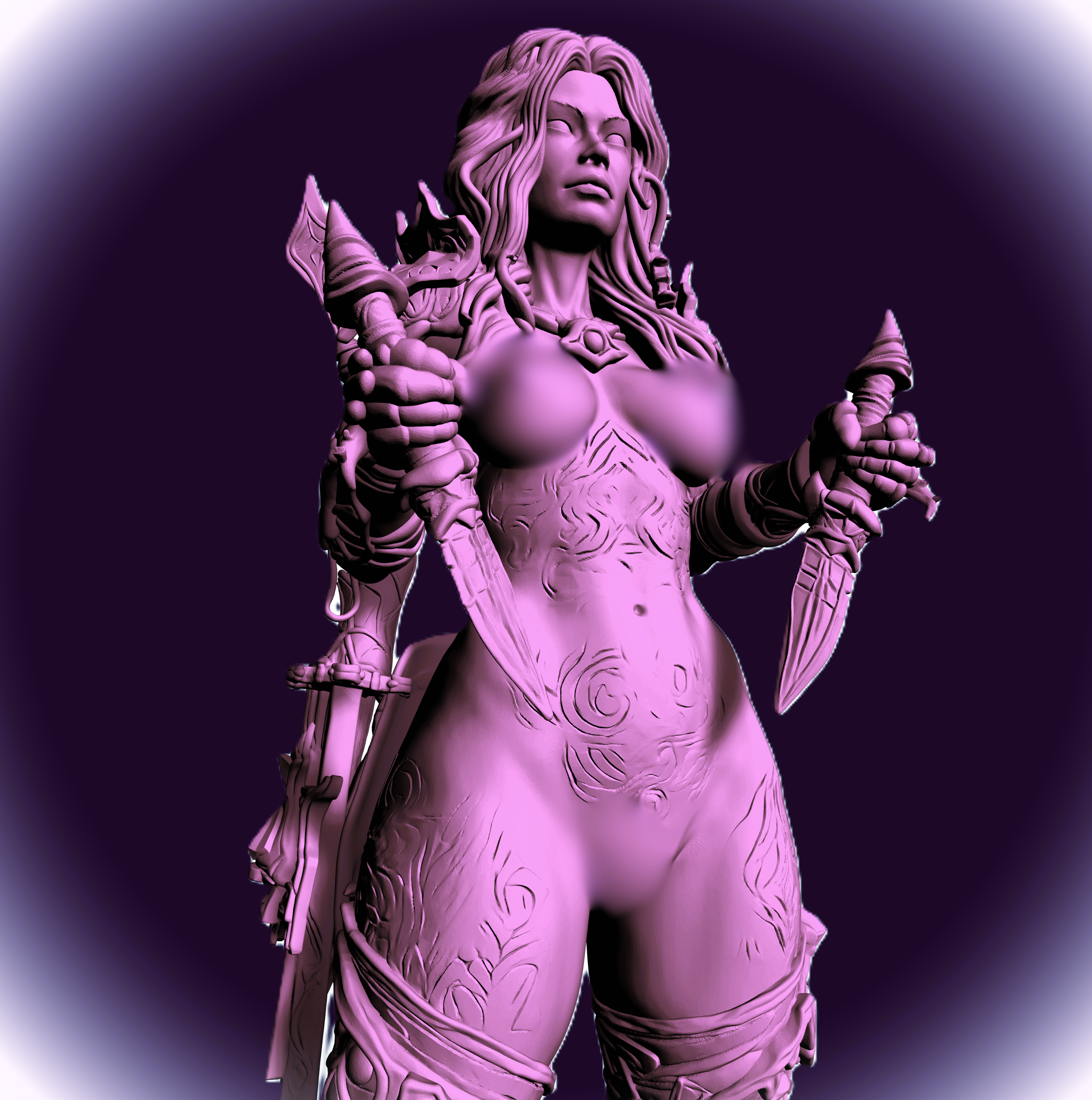Battle Invitation Warrior STL | Sexy Fantasy Battle Maiden | High Detail Resin Figure
