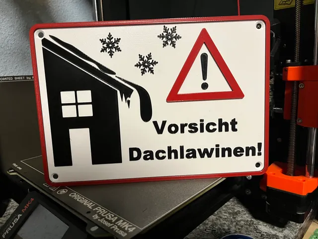 Schild Vorsicht Dachlawinen