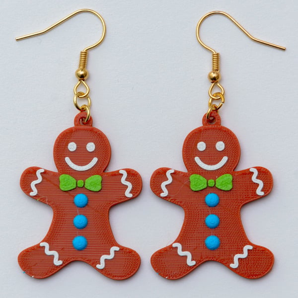 Gingerbread cookie man Christmas earrings