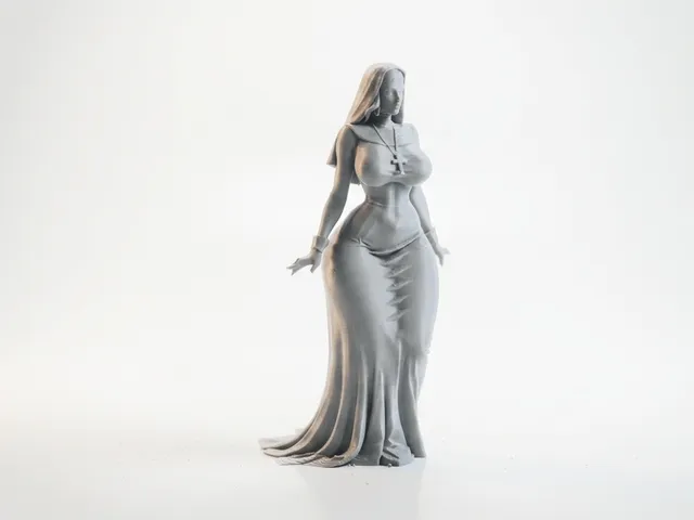 Elegant Nun Figurine Female Character 3D Printable