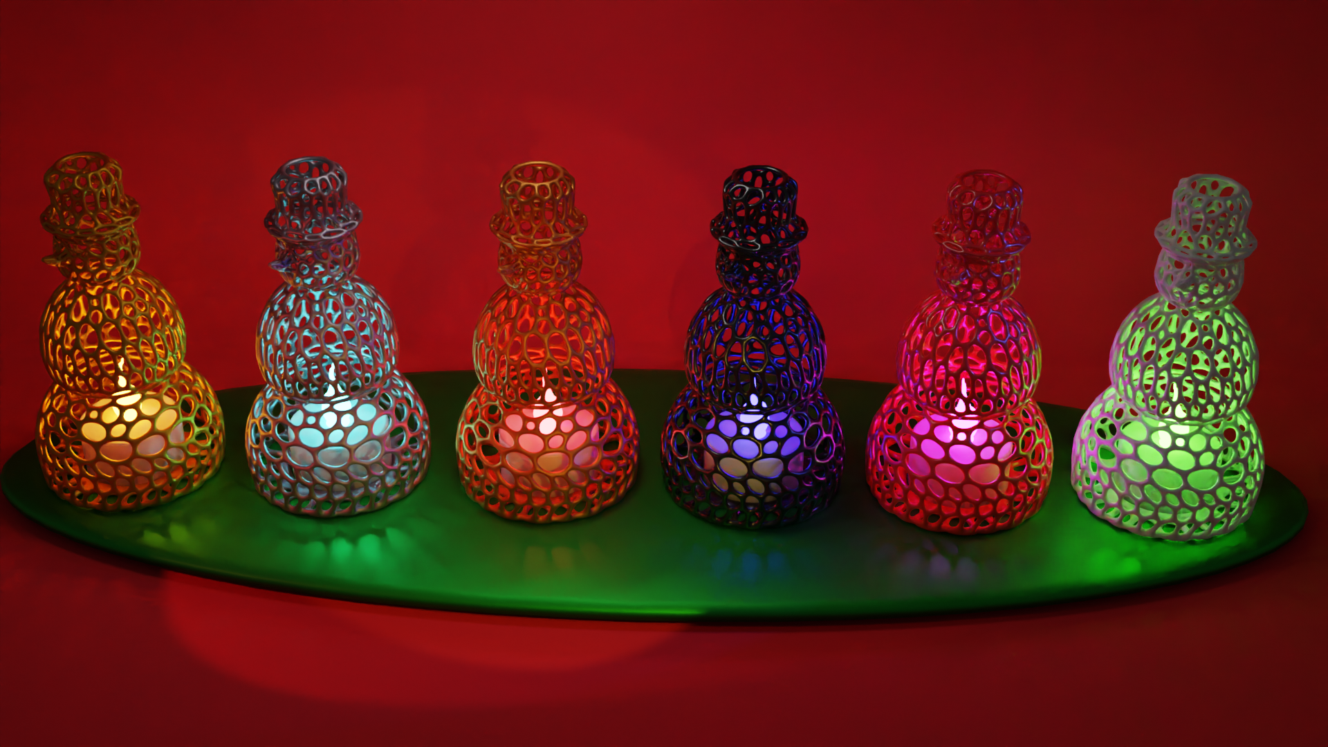 Snowman voronoi with led candle holder