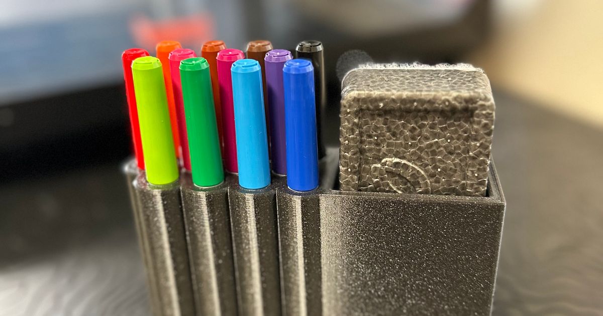 Dry Erase Marker + Eraser Holder by HWA Download free STL model