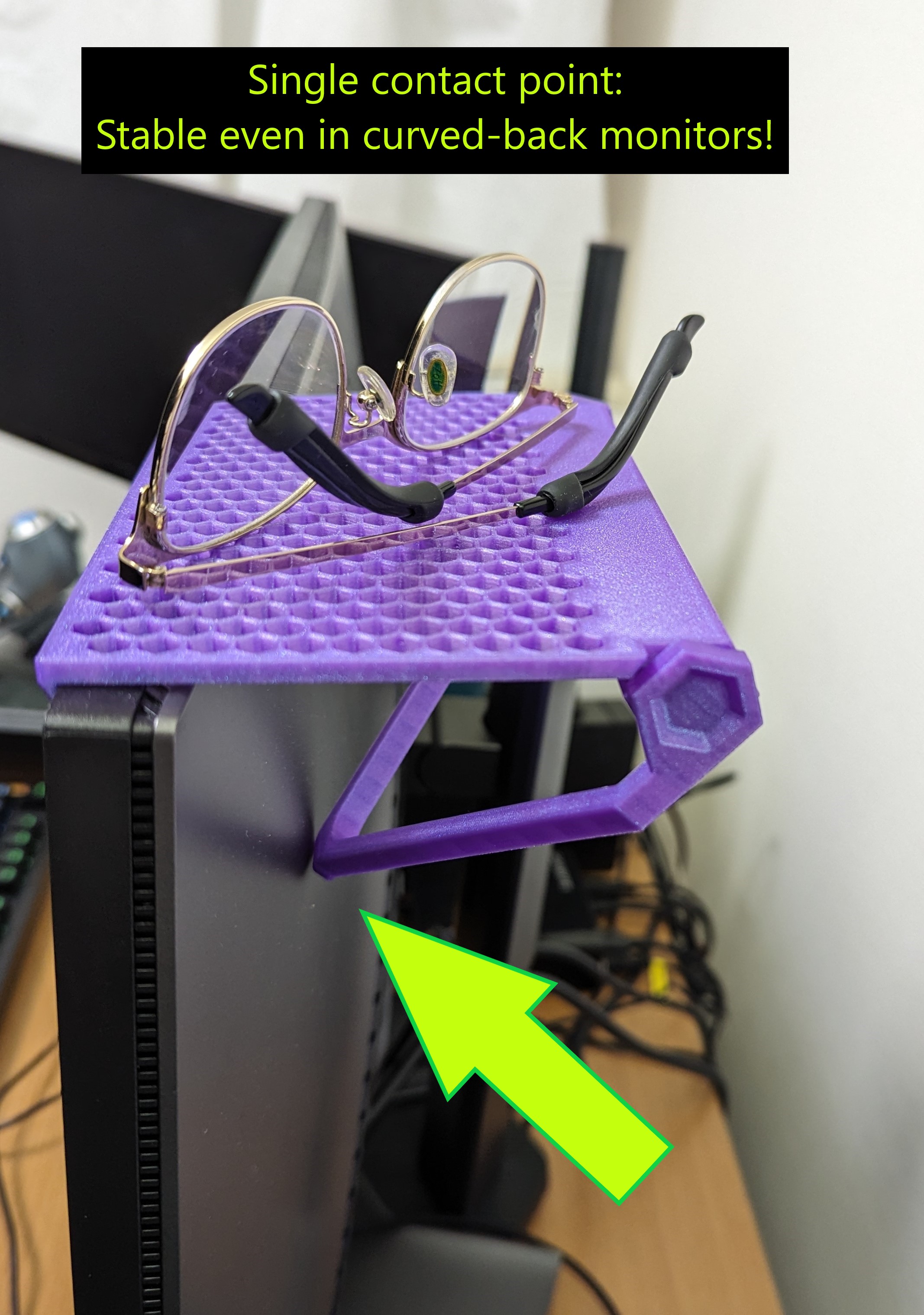 Adjustable Monitor Shelf Fits Any Display Curved Back Thin Bezel 