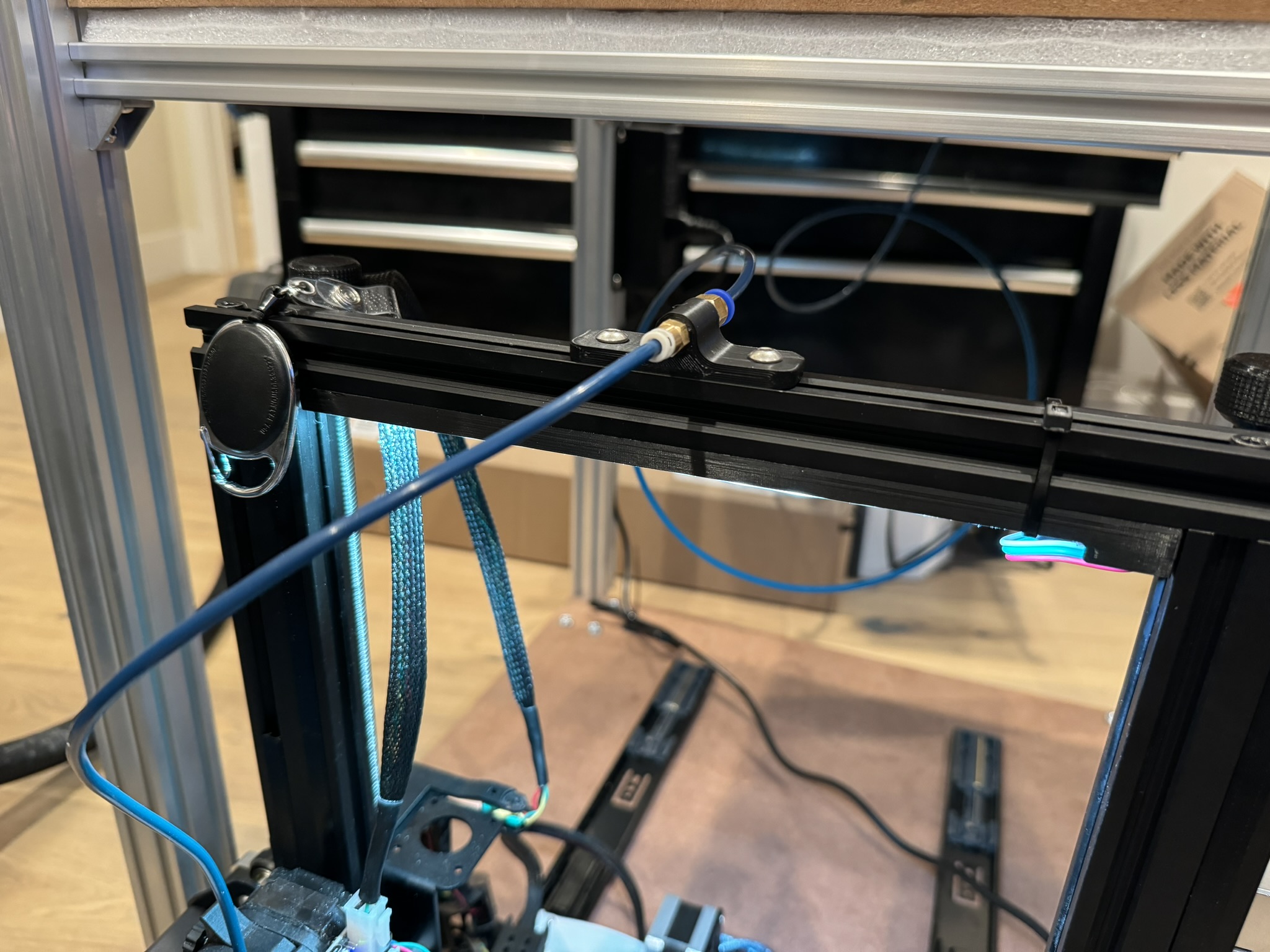 Ender3 Filament Guide with PTFE Tube Fittings
