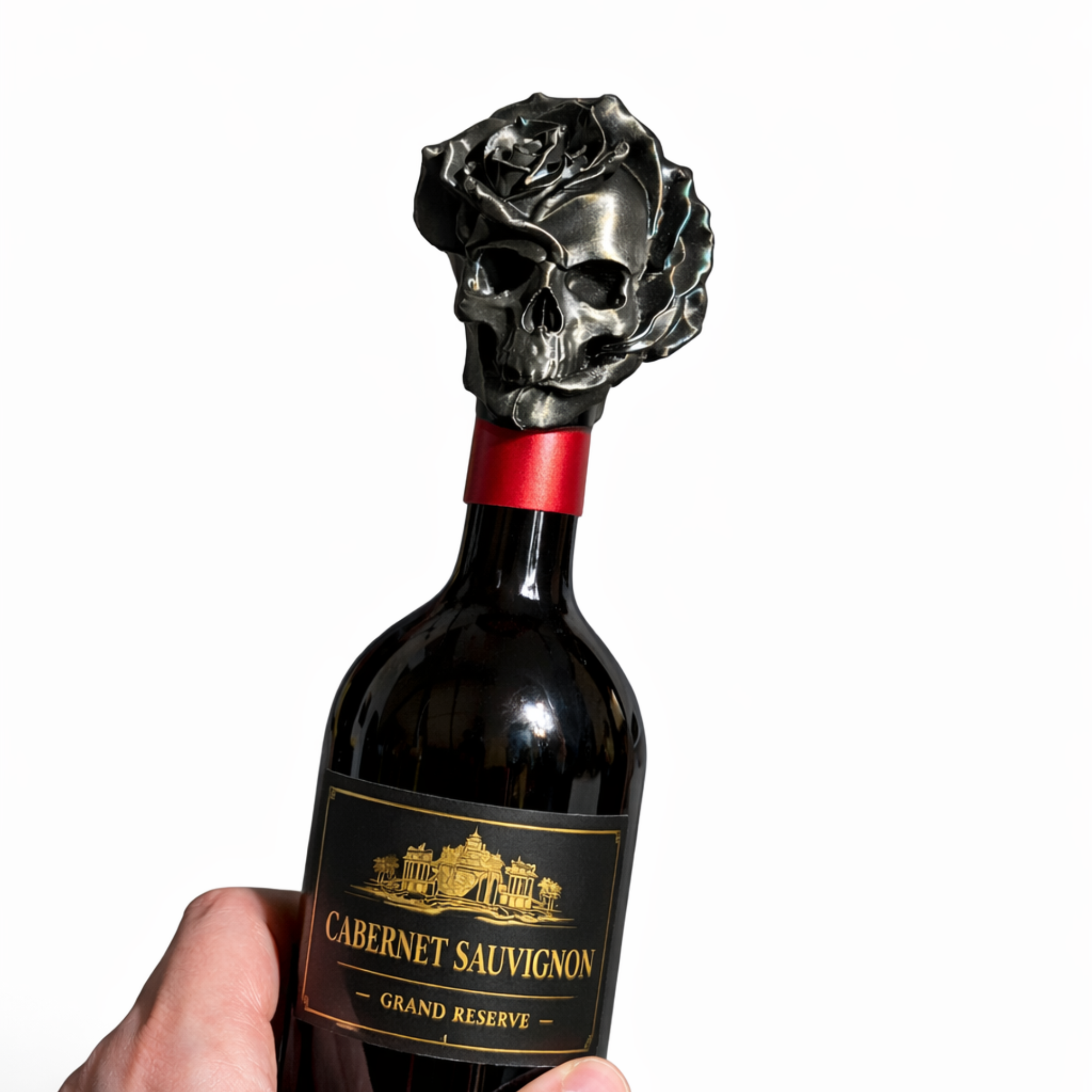 SKELETON HEAD ROSE - WINE BOTTLE LID / THE PERFECT WINE BOTTLE GIFT UPGRADE / PRESENT / GOTHIC — miniatura 2