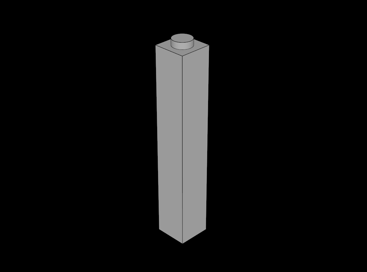 Lego Compatible (2453b.dat) Brick  1 x  1 x  5 with Solid Stud