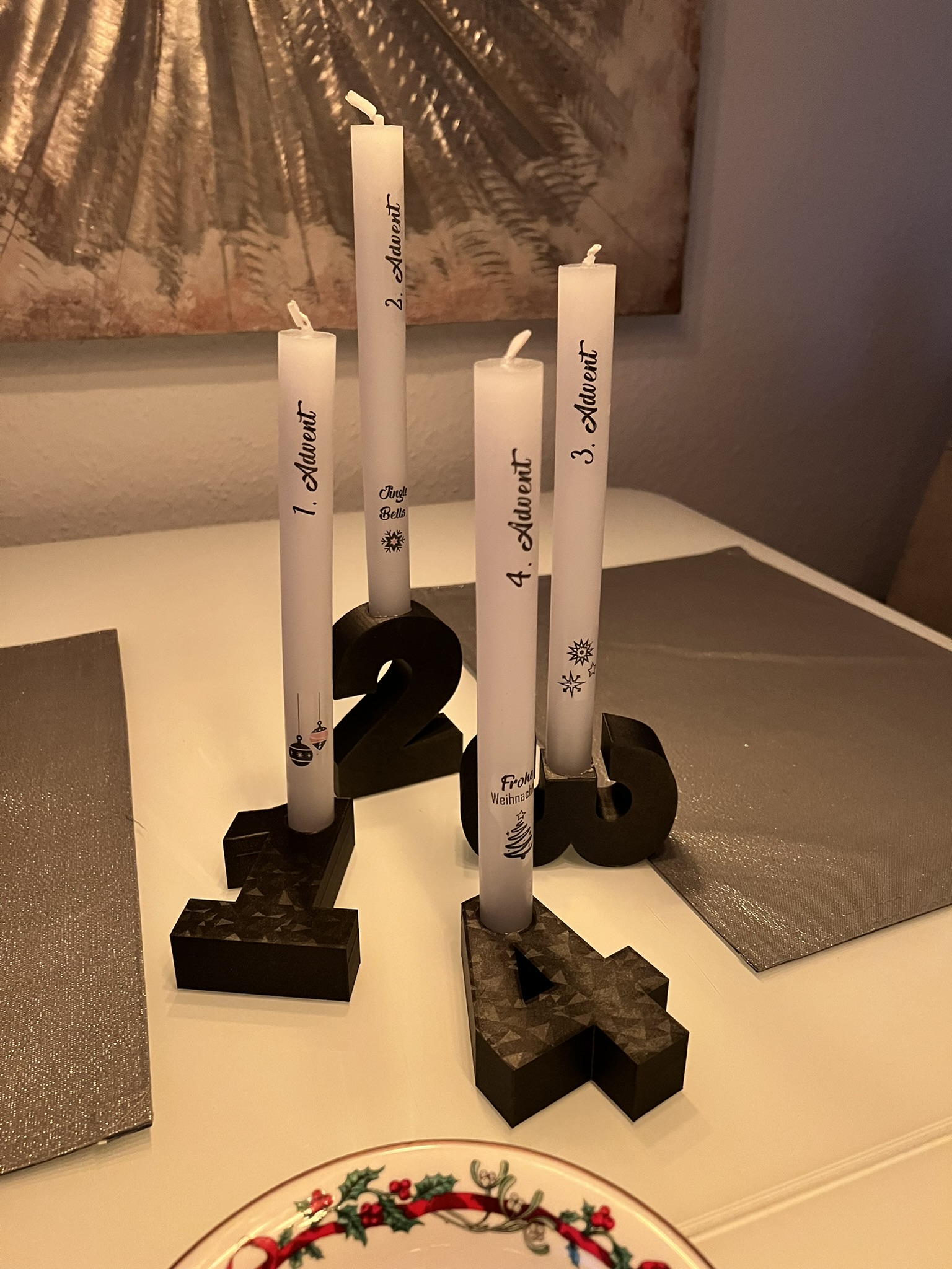Adventskranz Zahlen - Kerzenhalter - Eins Zwei Drei Vier - Weihnachten - Deko - Dekoration