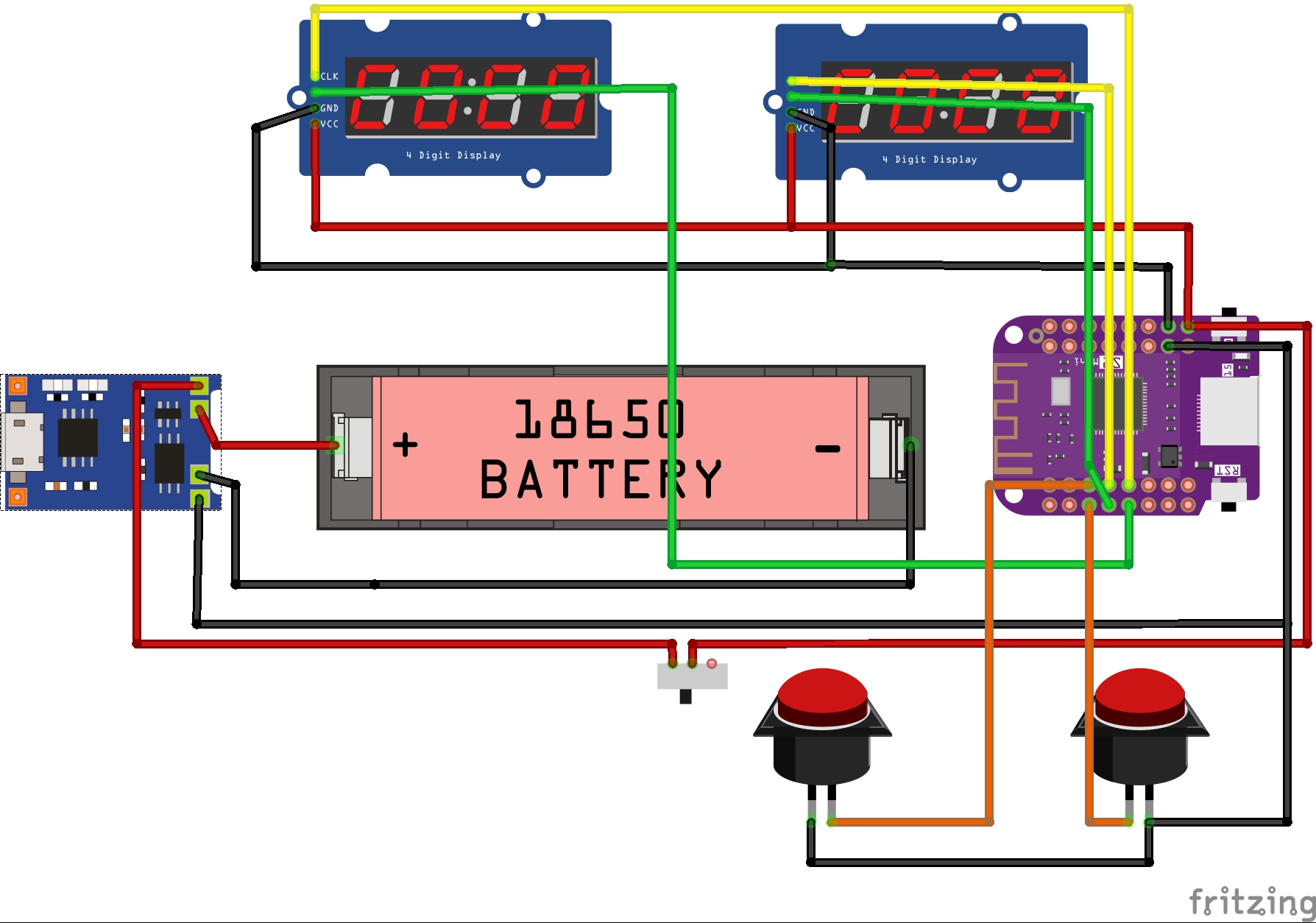 Chess Clock Using Arduino Chess Clock Circuit Diagram