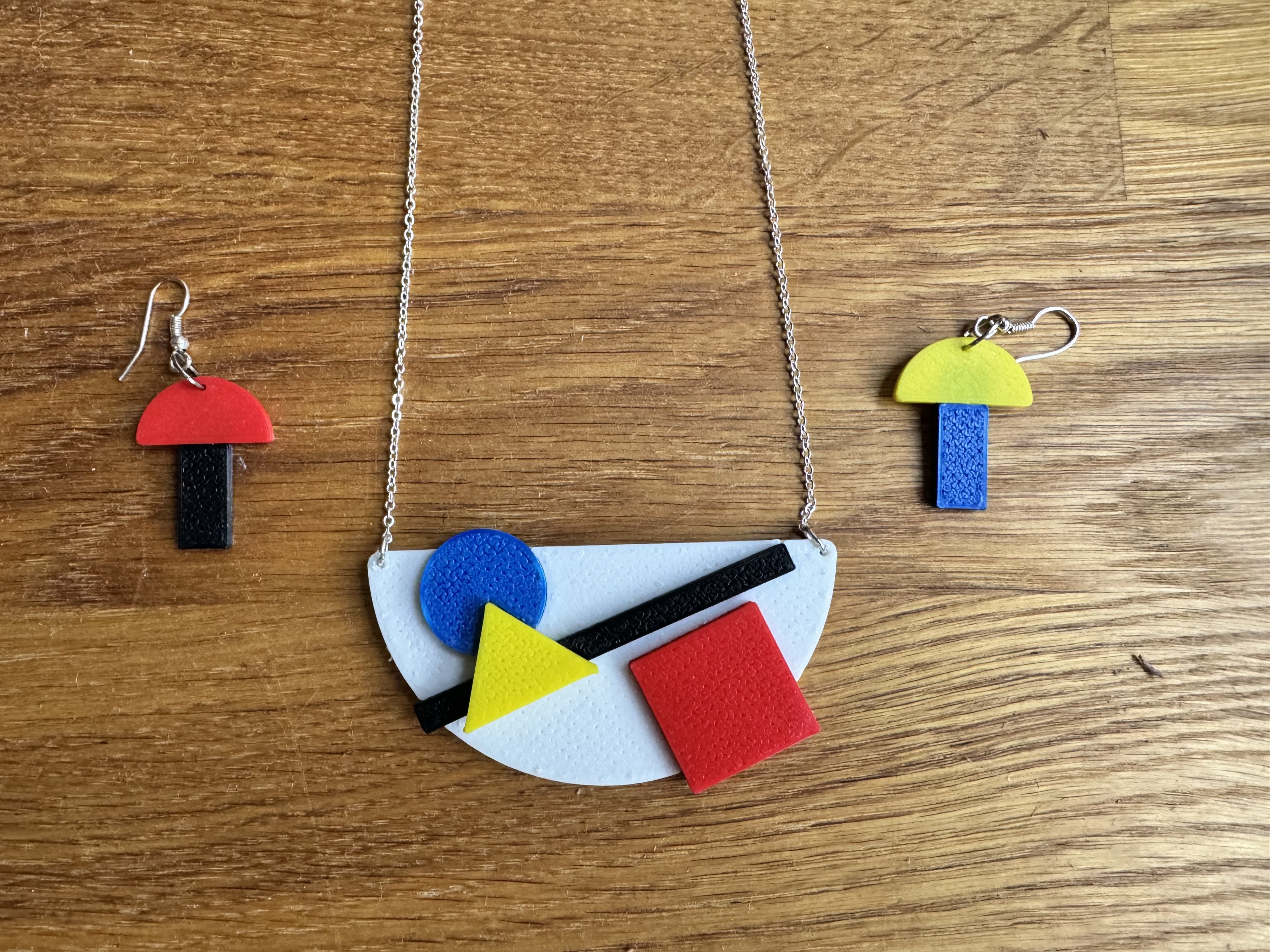 Piet Mondrian Inspired Necklace and earrings