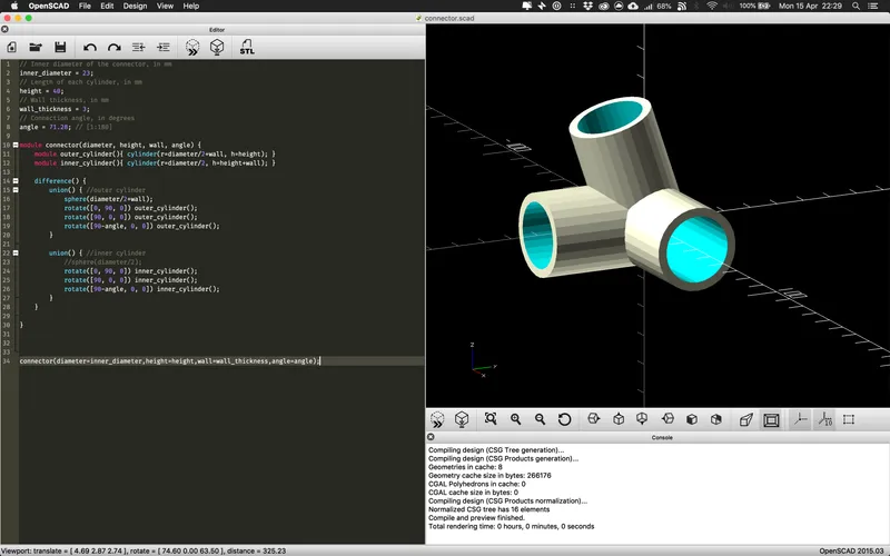 Customizable 3-way connector joint by jpfaraco | Download free STL ...