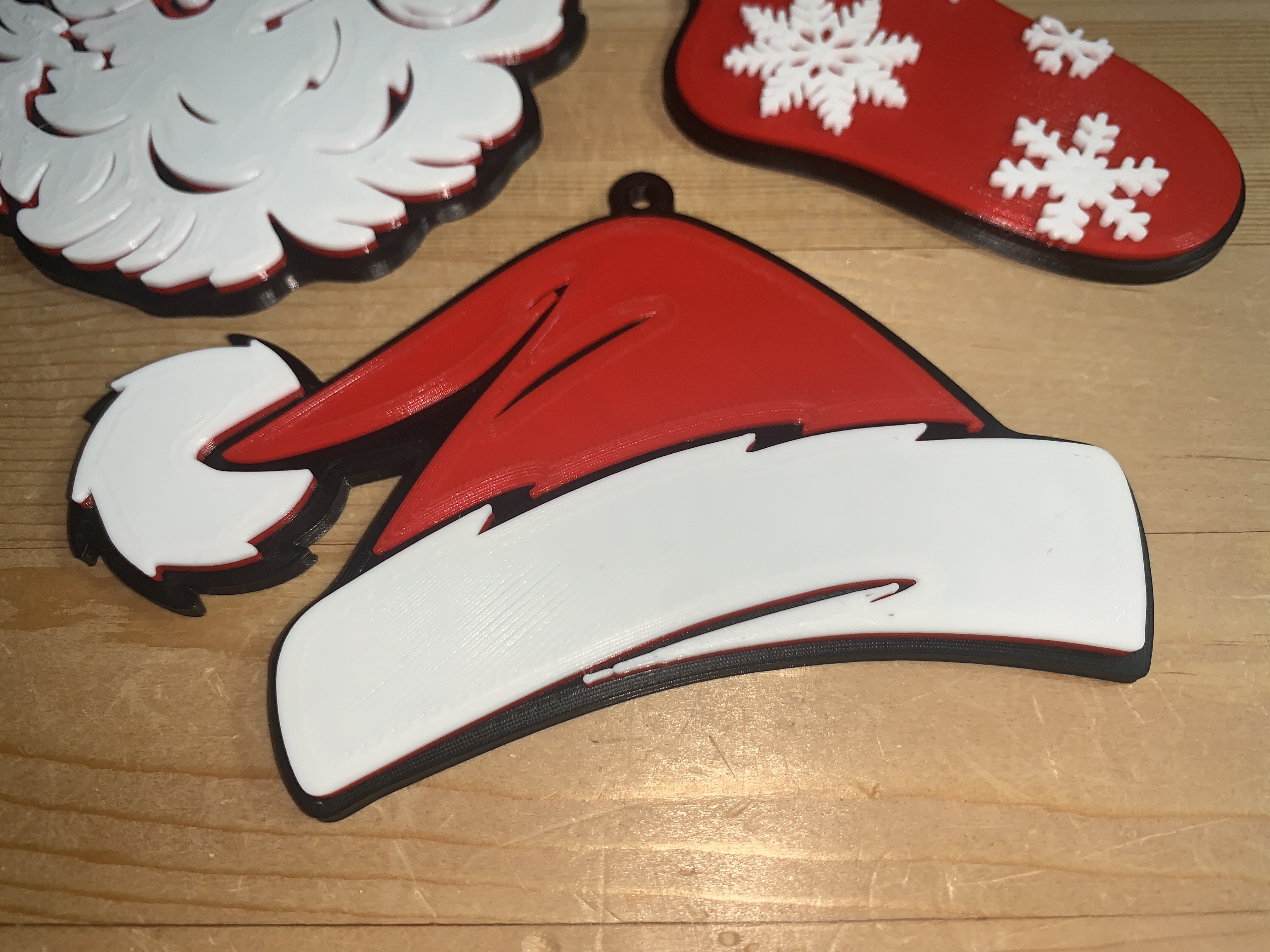 Santa Hat Christmas Tree Ornament (printed on a single color printer)