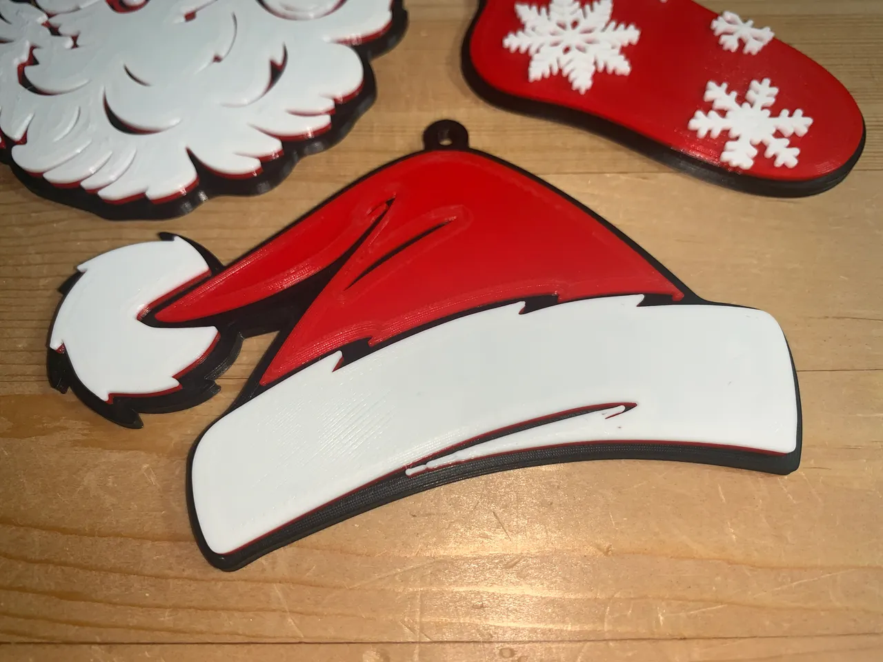 Santa Hat Christmas Tree Ornament (printed on a single color printer ...