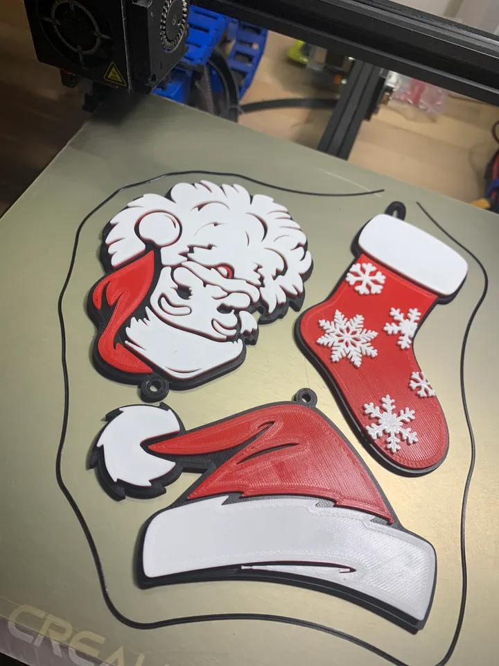 Santa Hat Christmas Tree Ornament (printed on a single color printer ...