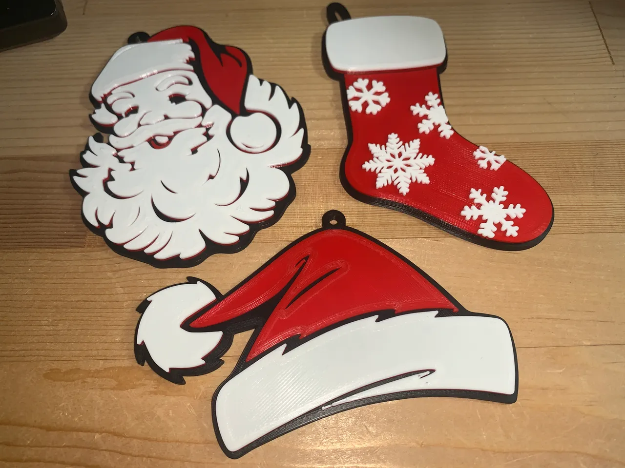 Santa Hat Christmas Tree Ornament (printed on a single color printer ...