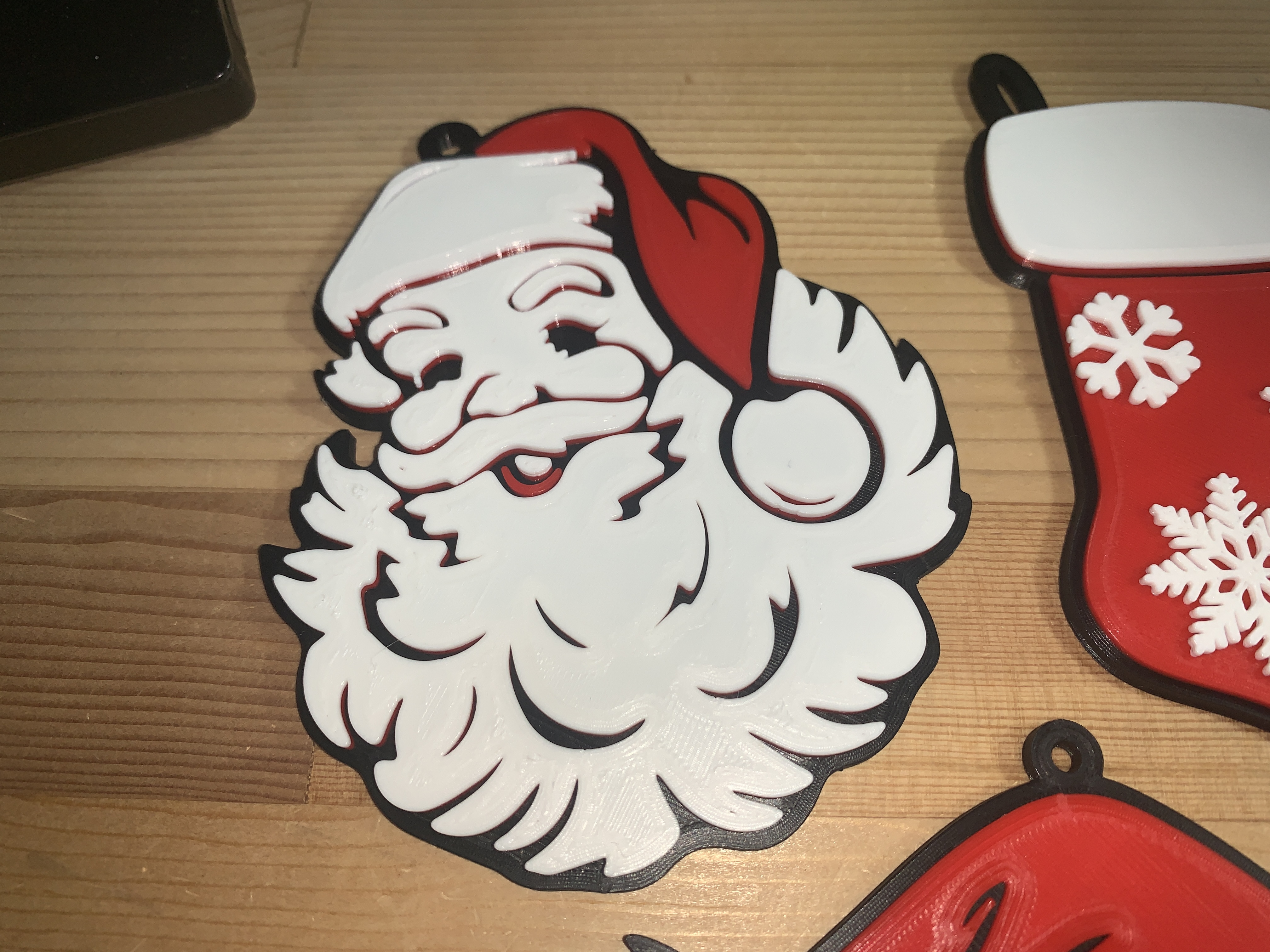 Santa Claus Christmas Tree Ornament (printed on a single color printer)