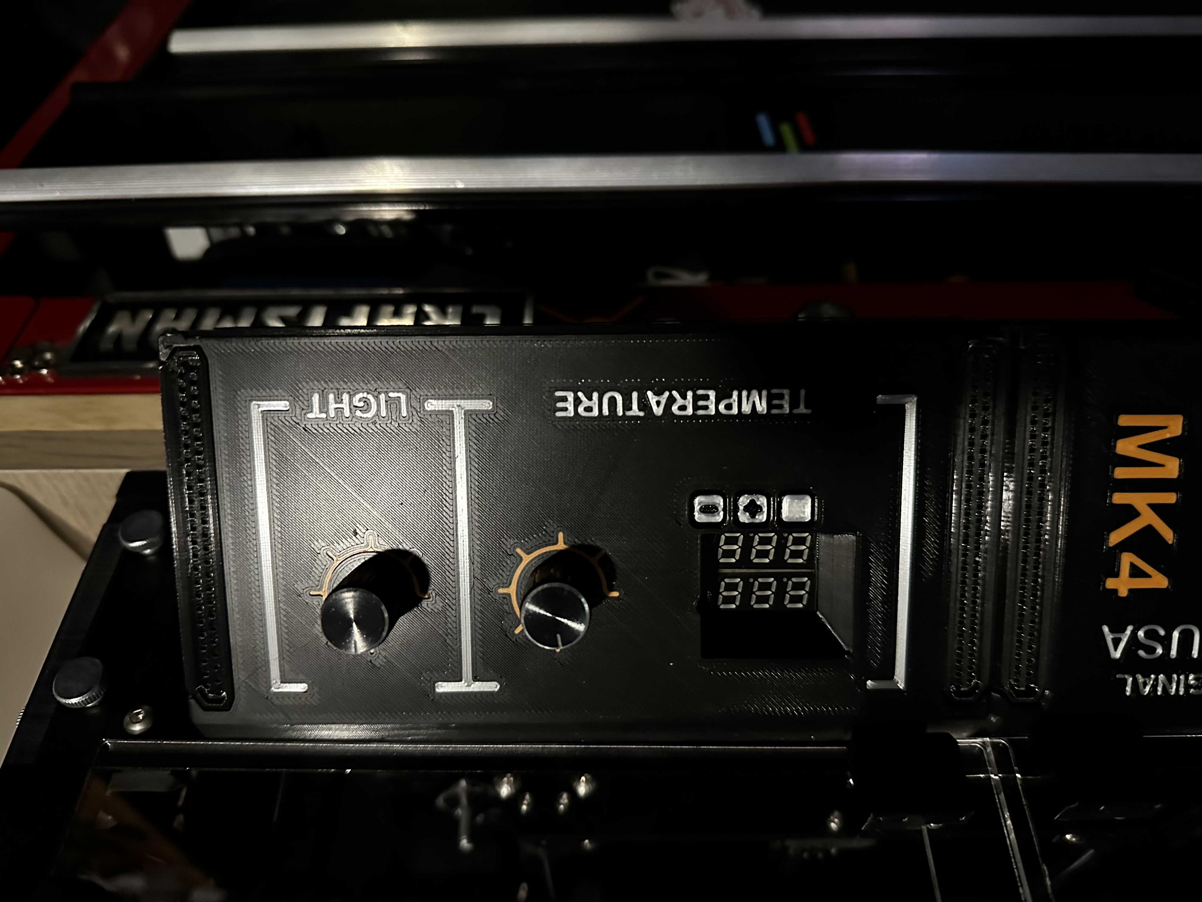 Prusabox W1219 modular panel with fan control and light control.
