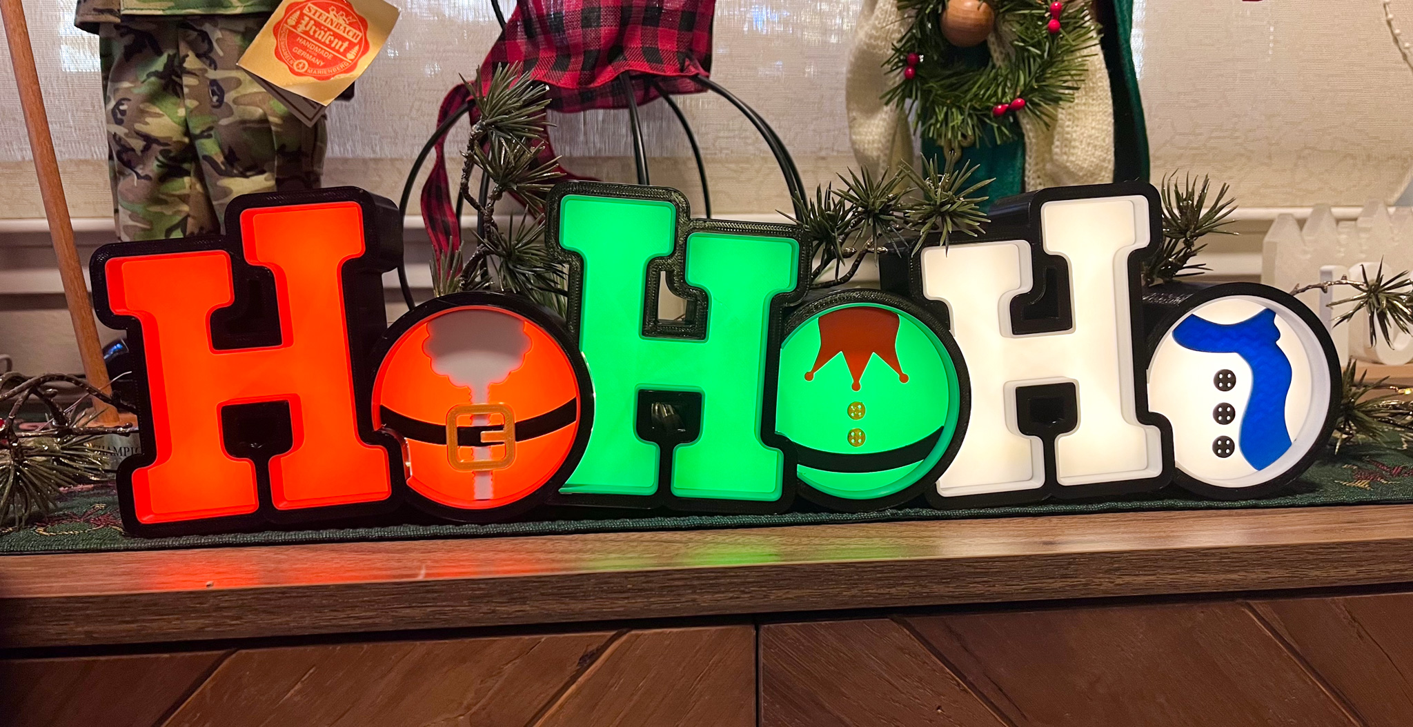 Christmas HoHoHo Light up Sign by soulrider911 Download free STL