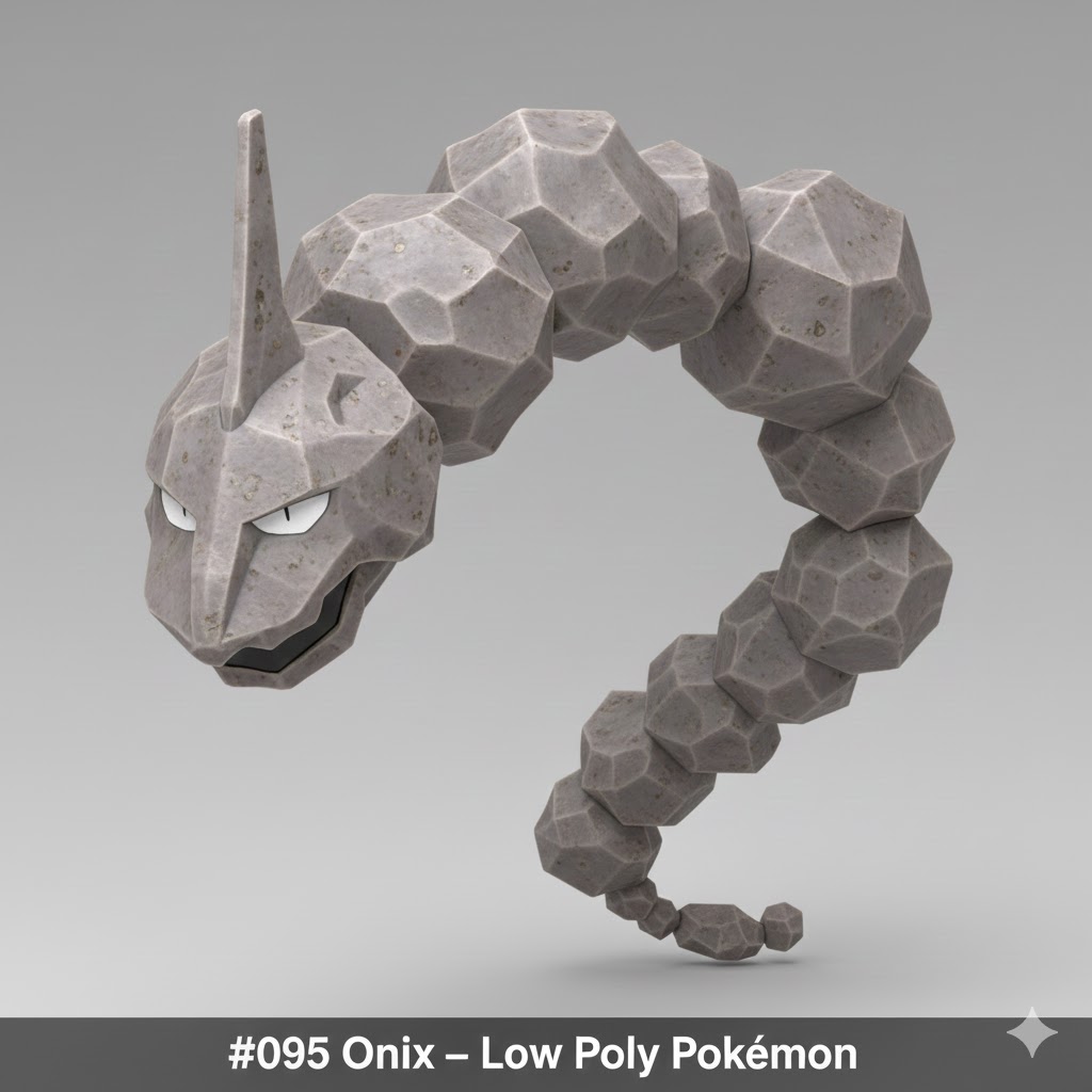 #095 Onix – Low Poly Pokémon
