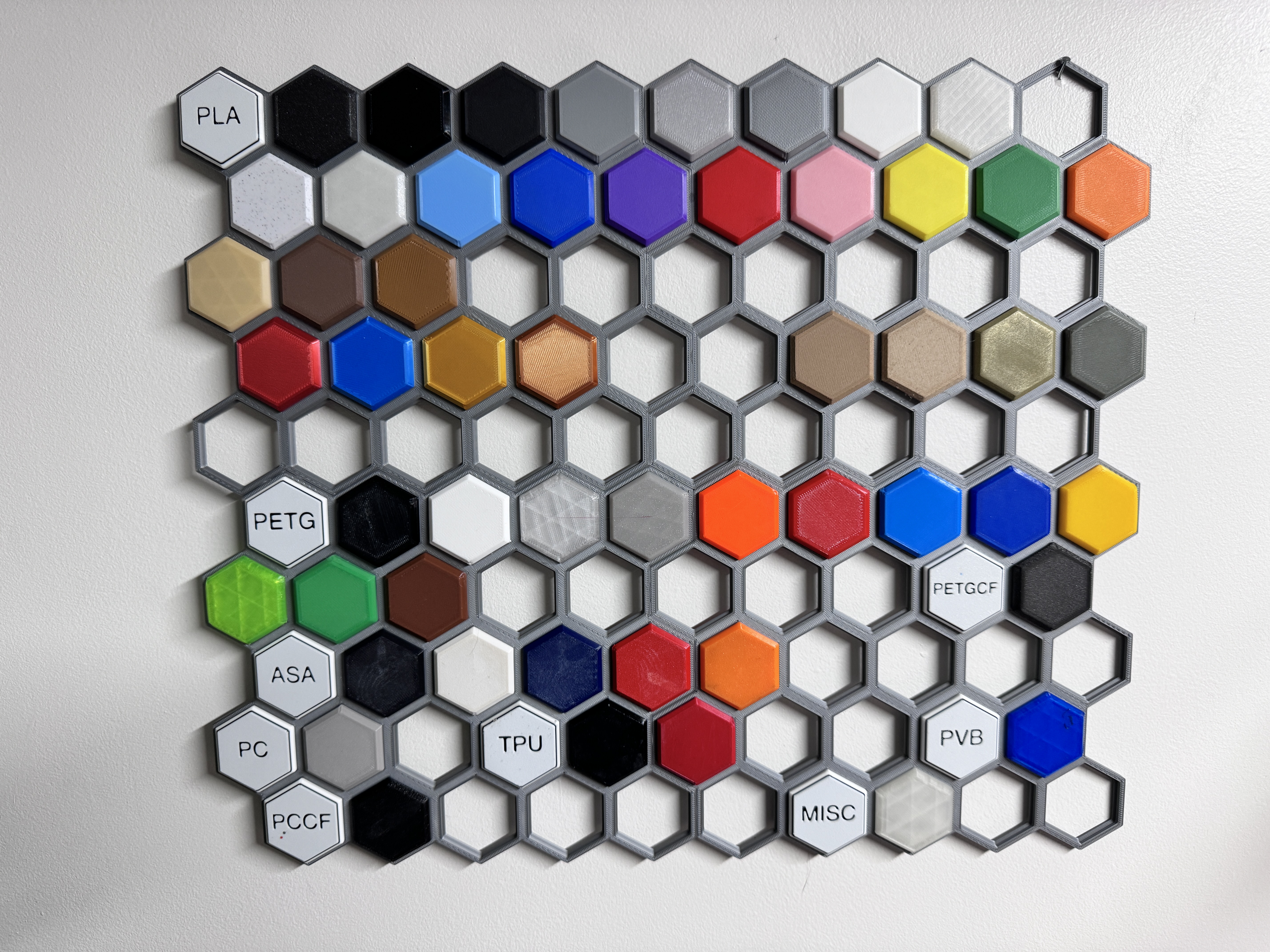 Filament Sample Swatches with Honeycomb Wall System