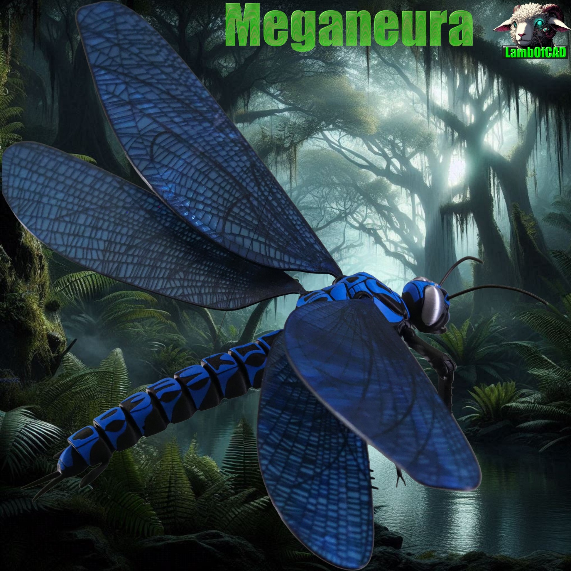 Meganeura Giant Prehistoric Dragonfly Articulated