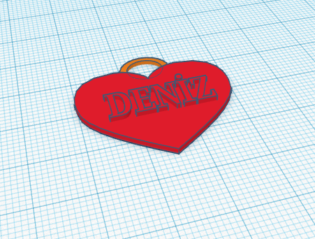 Deniz Kalpli isimli Kupe Earring heart is name deniz