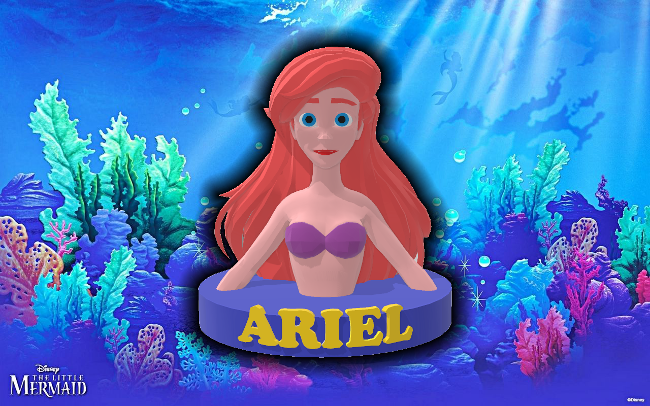 Ariel - Bust - The Little Mermaid Low Poly
