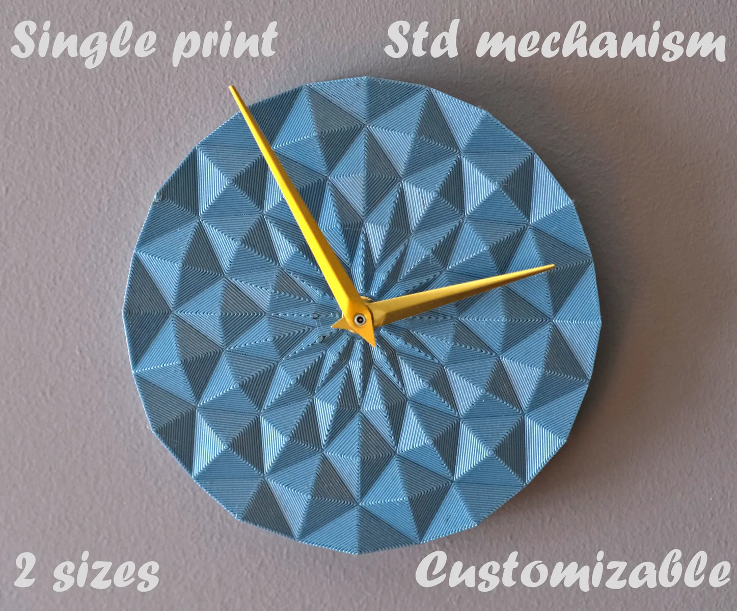 Horloge Rosette géométrique dorée et bleue, création de diyit