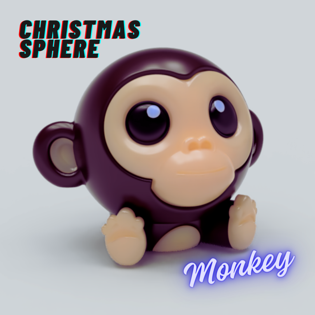 Christmas Sphere Monkey - Spherical Animal Series