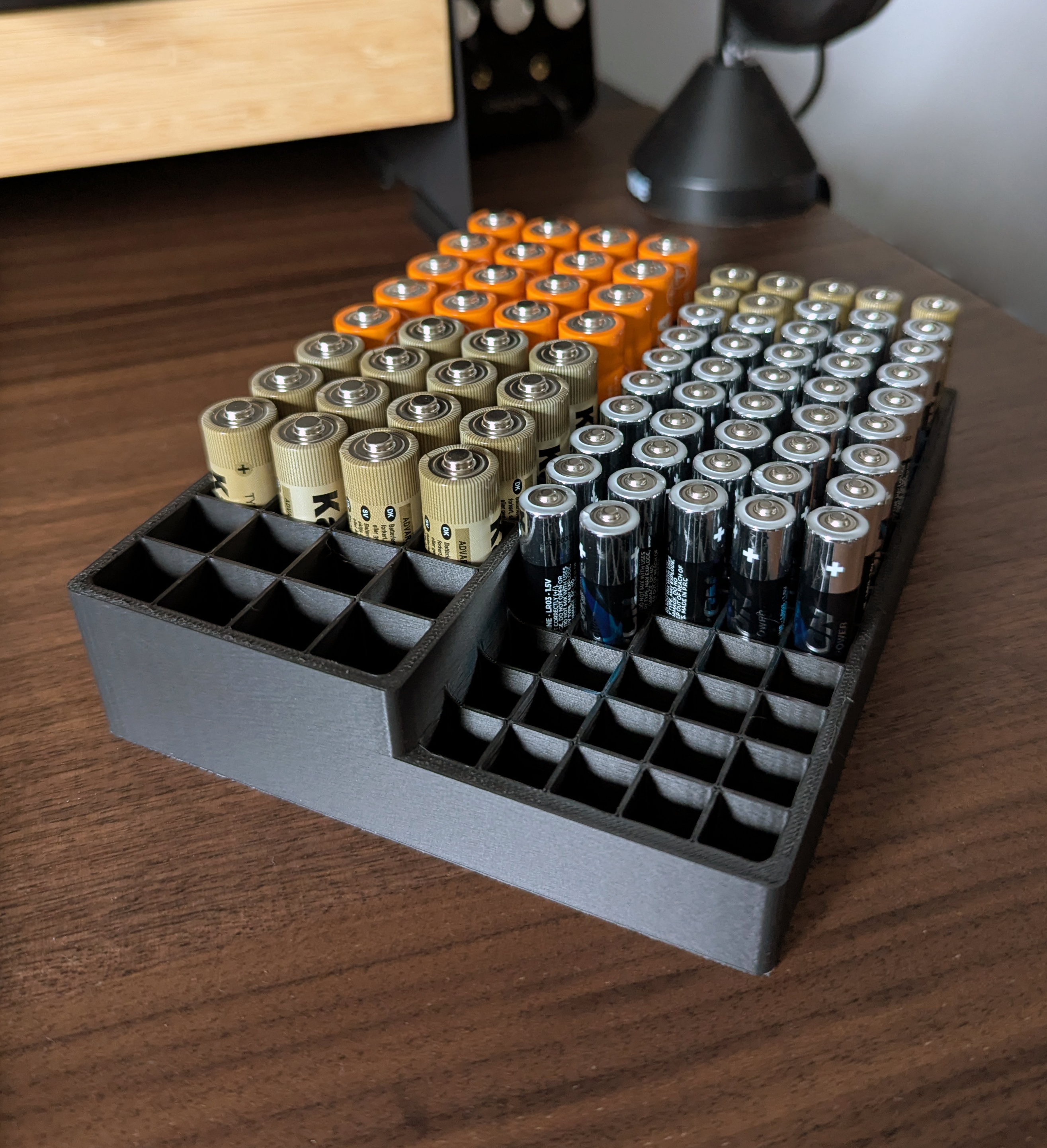 Battery organizer For 40 AA and  65 AAA batteries