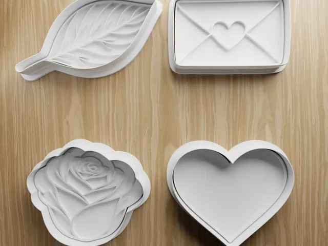 Valentine Cookie Cutter STL Bundle | Rose Heart Love Letter Leaf Fondant Cutter Set | 3D Printable