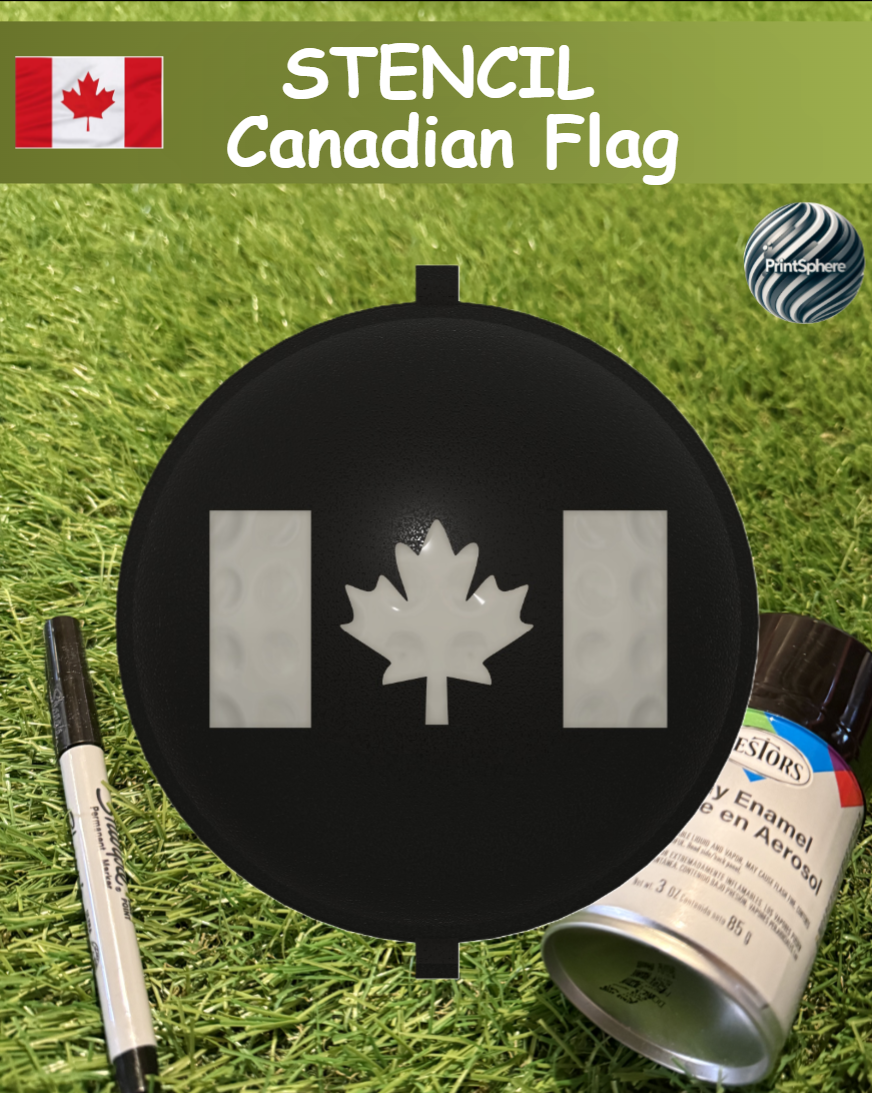 Golf - Golf Ball Stencil - Insert - Canada - Canadian Flag - Marker