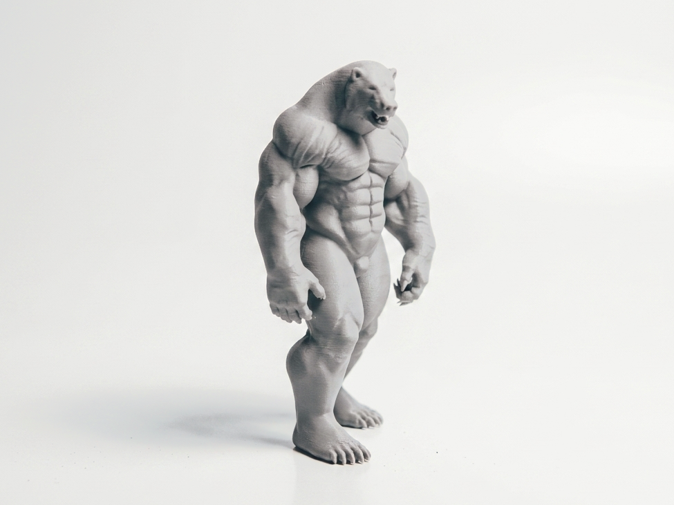 Buff Polar Bear Figurine Muscular Character 3D Printable