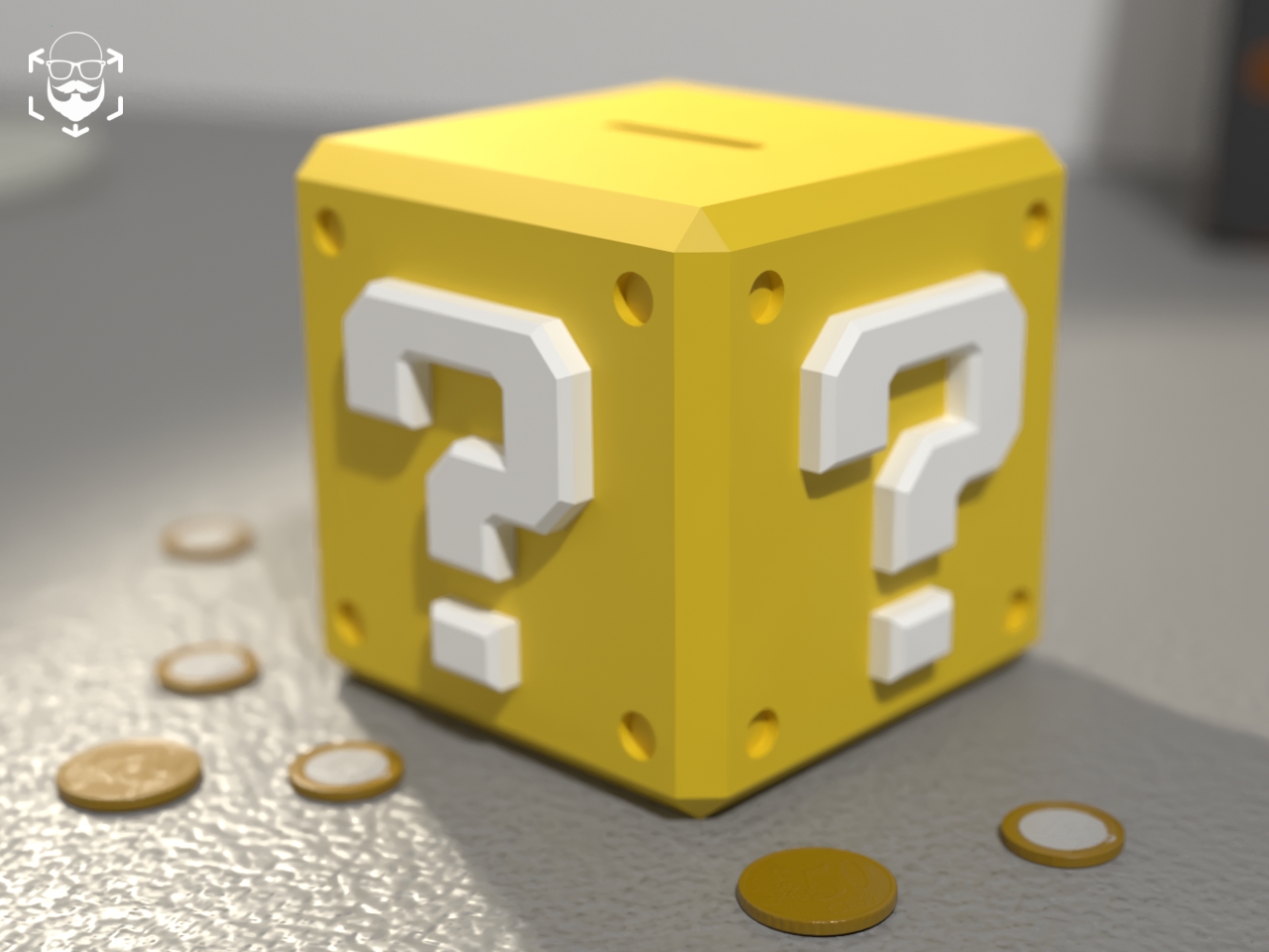 Mystery Cube Piggy Bank – Super Mario Inspired (120×120×120 mm)
