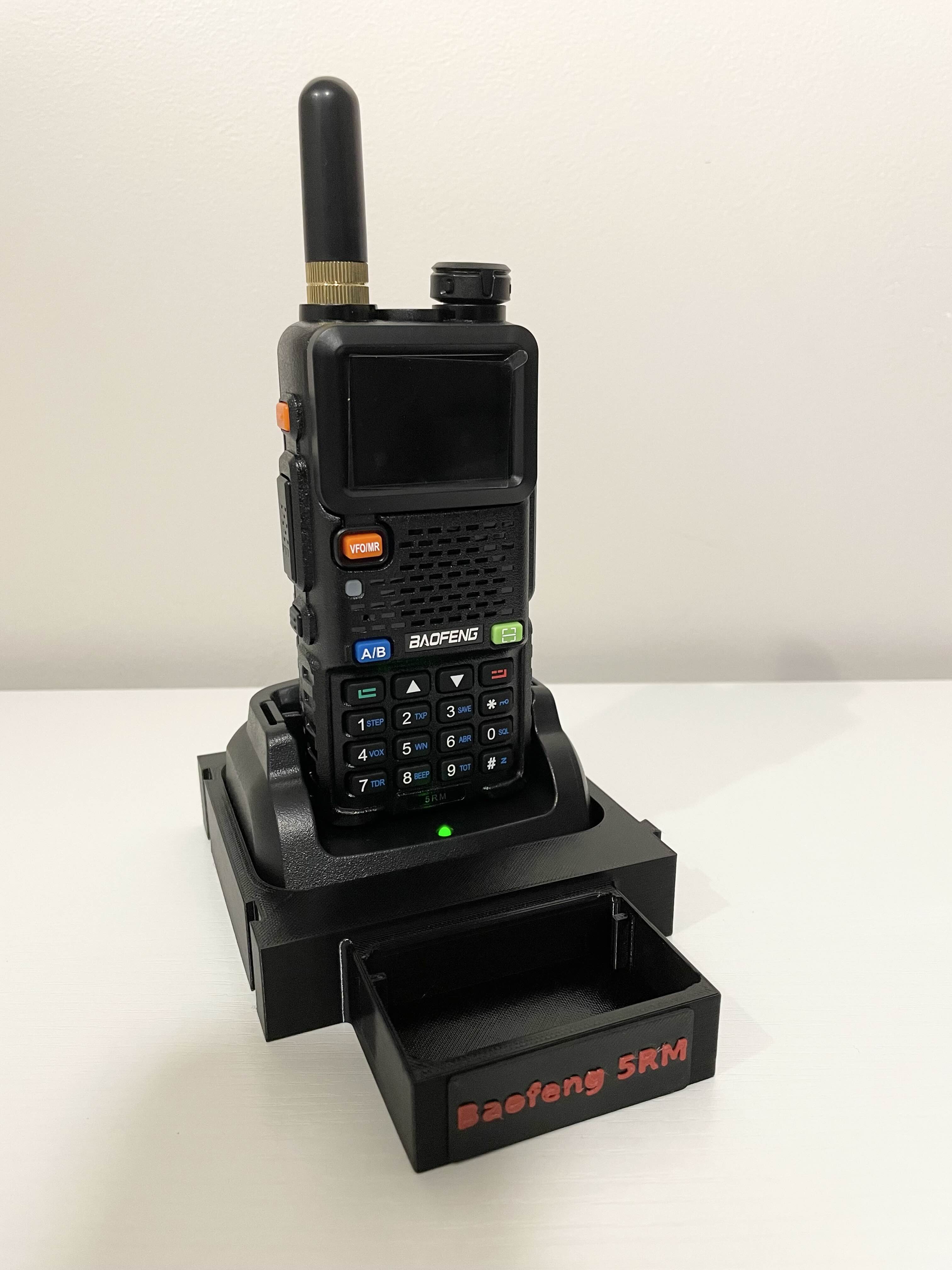 Baofeng 5RM interlocking Charger Tray and Radio Holder w/accessories — thumbnail 3
