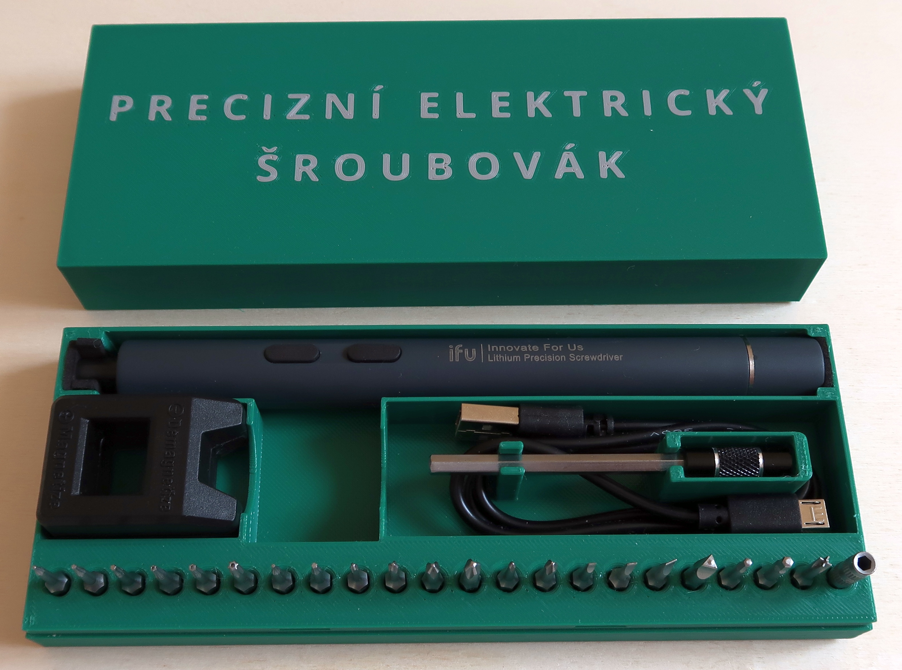 Box for precision electric screwdriver / Krabička na precizní elektrický