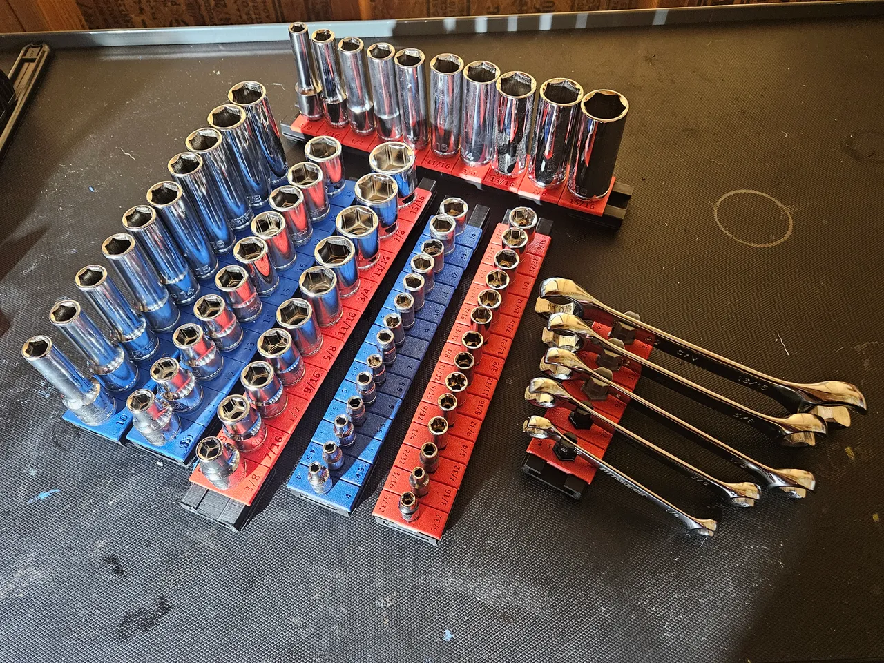 TrackTwist socket holder organizer 3/4 1/2 3/8 1/4 drive SAE METRIC  gridfinity V2 Wrench and tool organizer by AutoCode3D, Download free STL  model