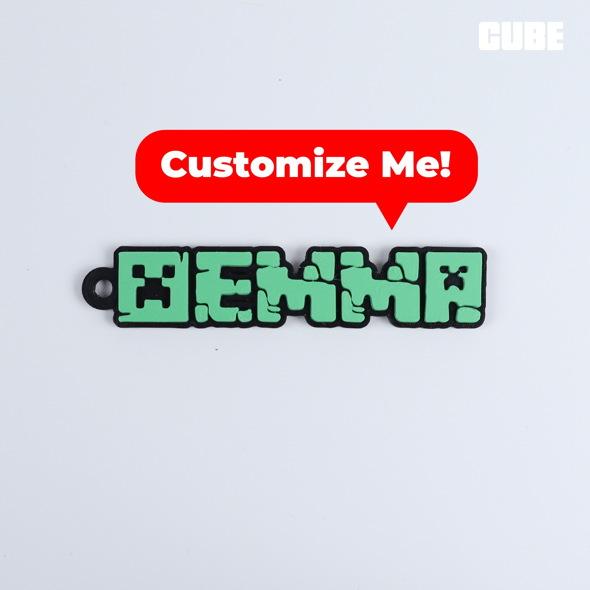 MINECRAFT Customizable Keychain by CUBE3DWORLD | Printables Store
