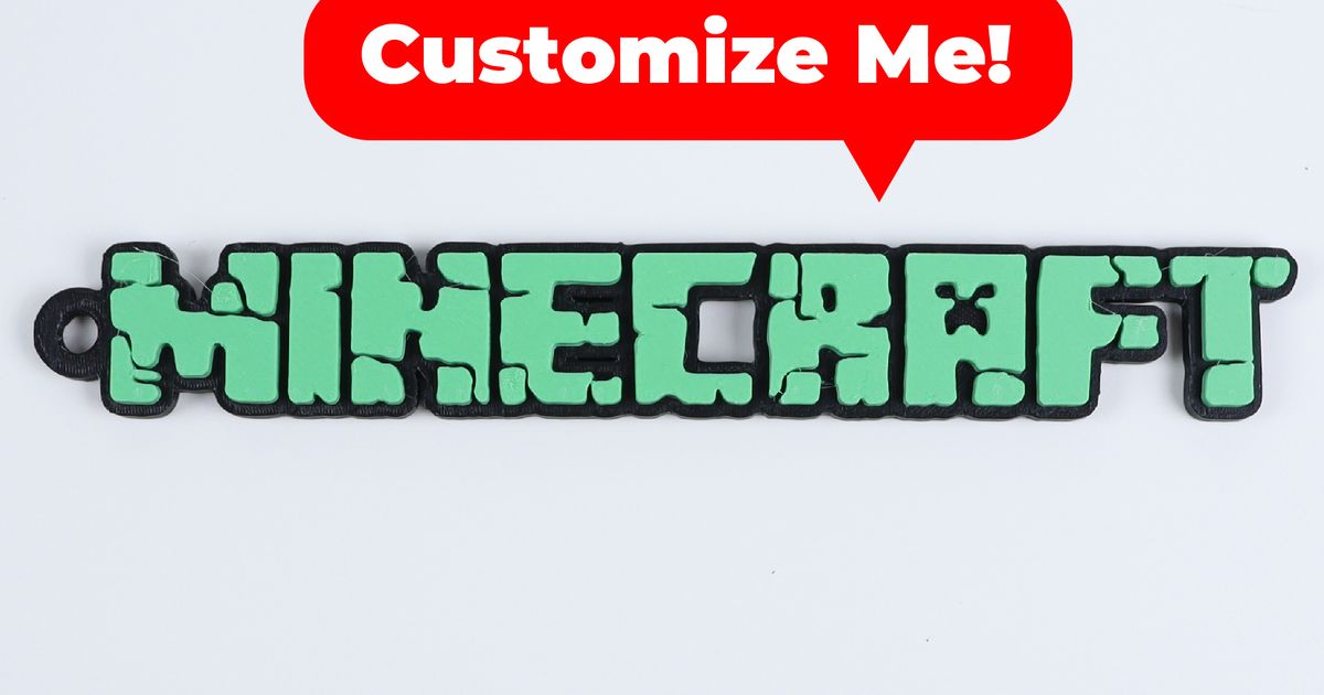 MINECRAFT Customizable Keychain by CUBE3DWORLD | Printables Store