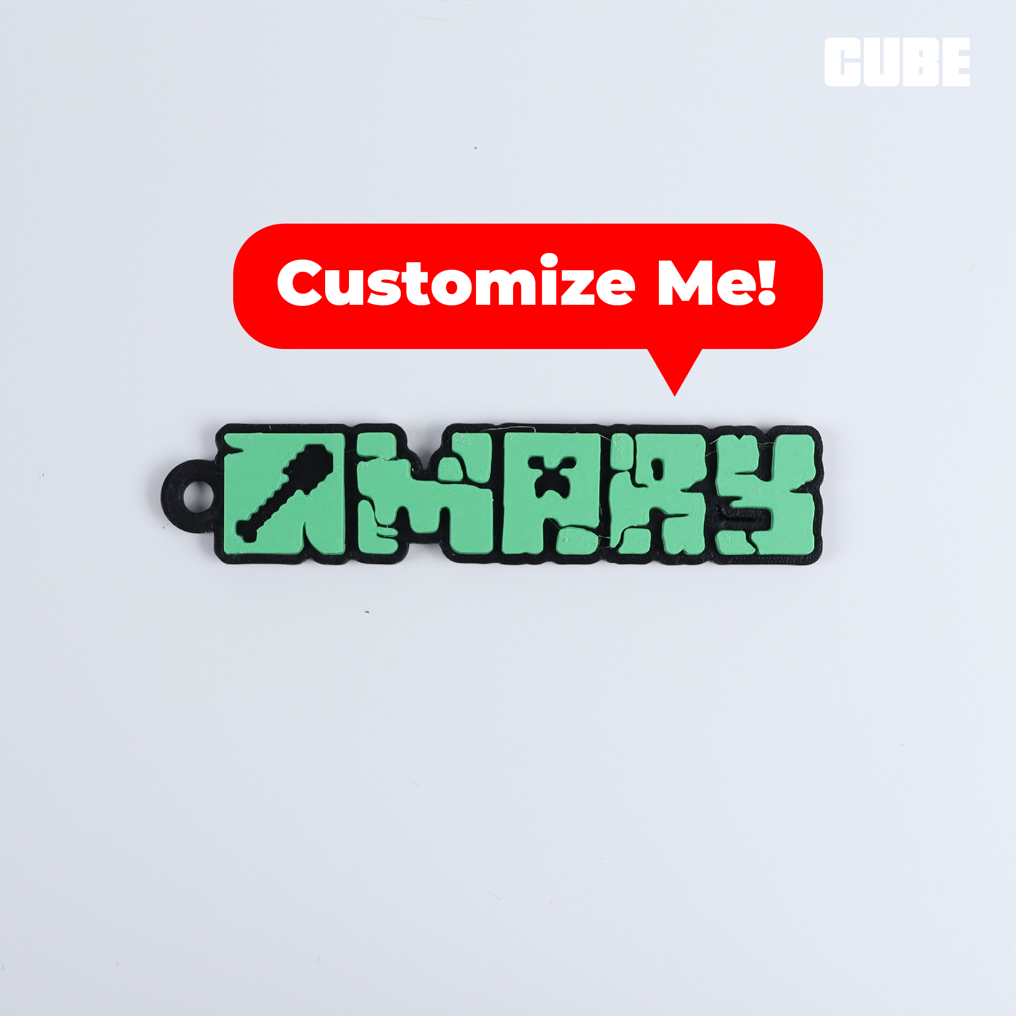 MINECRAFT Customizable Keychain by CUBE3DWORLD | Printables Store