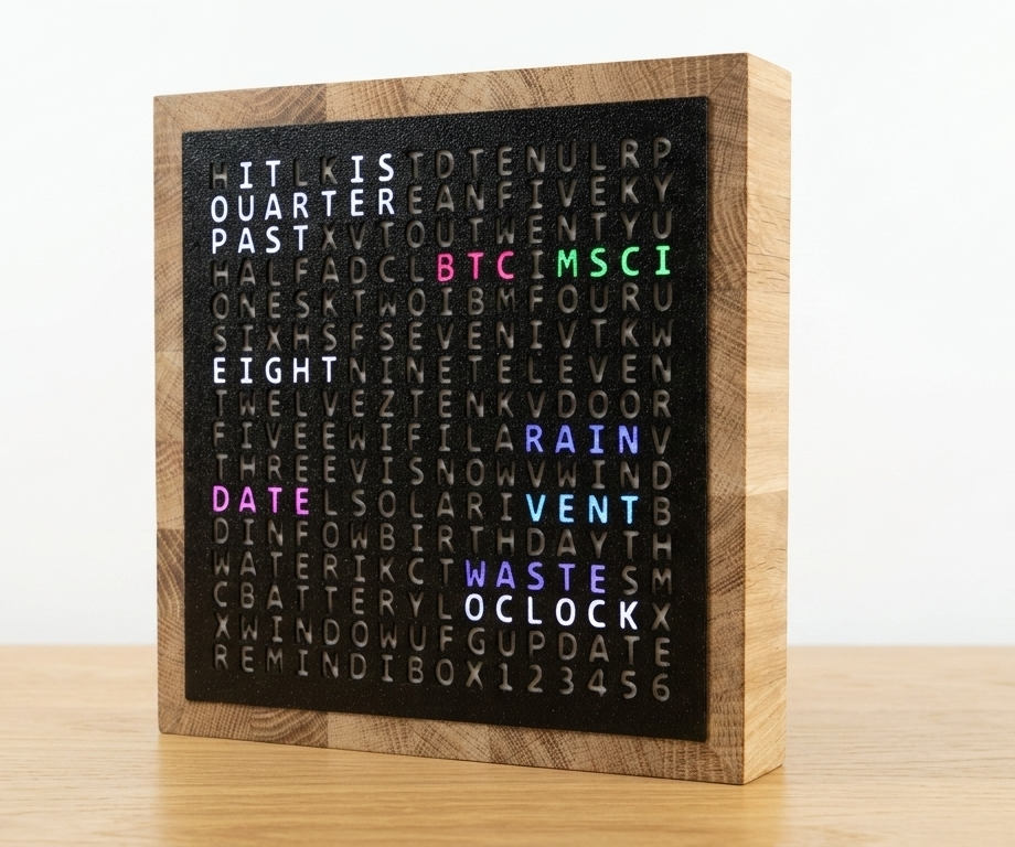 Word Clock - ESP32 LED: Time, Events, Weather, Stocks & Air Quality