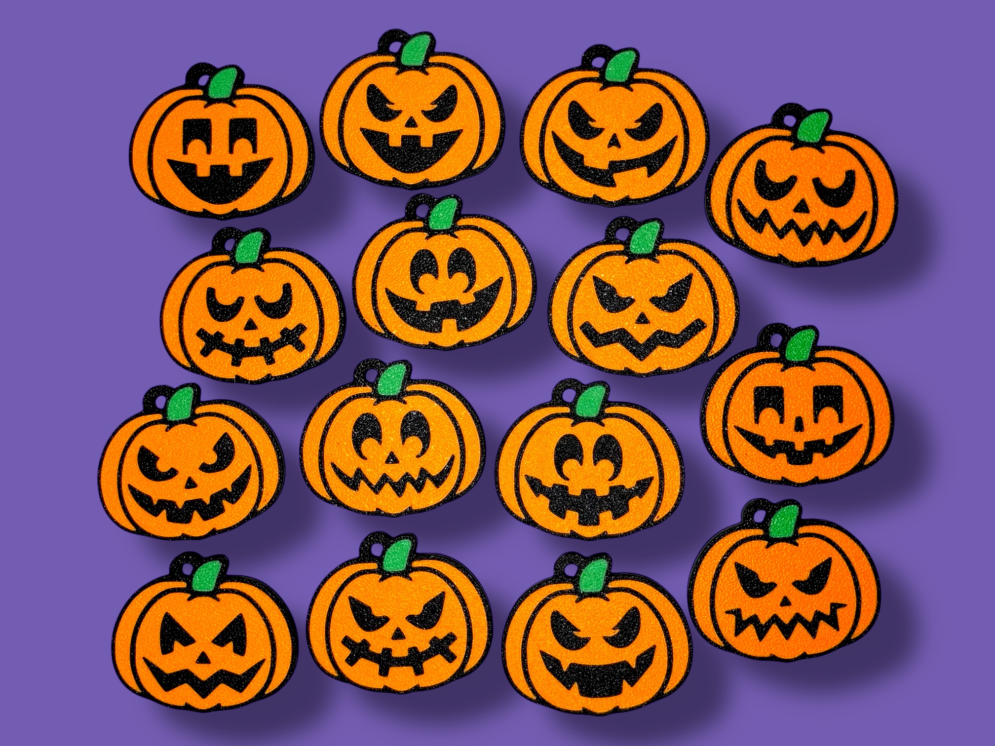 Halloween Jack-o’-Lantern Faces – Keychain & Charm Set