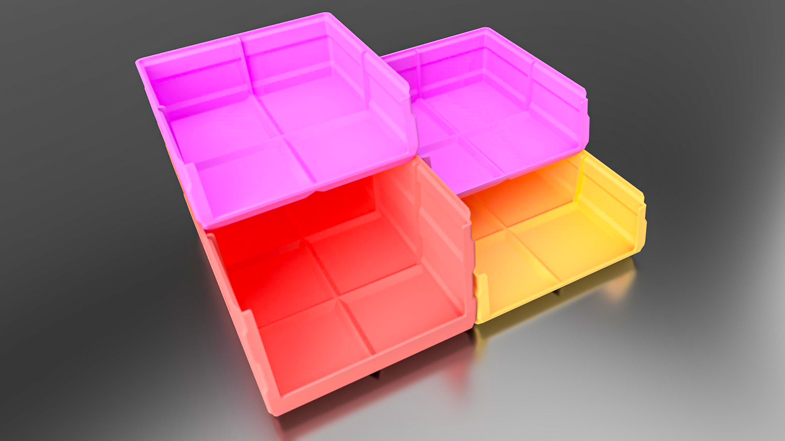 Stackable Storage Boxes Optimized for 3D Print Full Access and