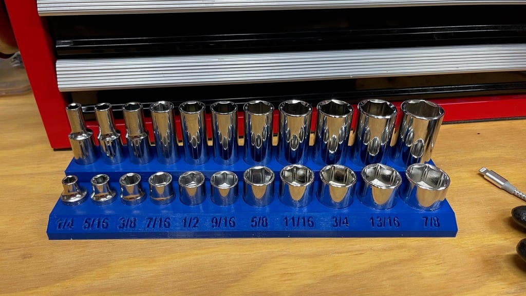 3/8" Drive SAE Socket Set Holder (1/4, 5/16, 3/8, 7/16, 1/2, 9/16, 5/8, 11/16, 3/4, 13/16, 7/8")