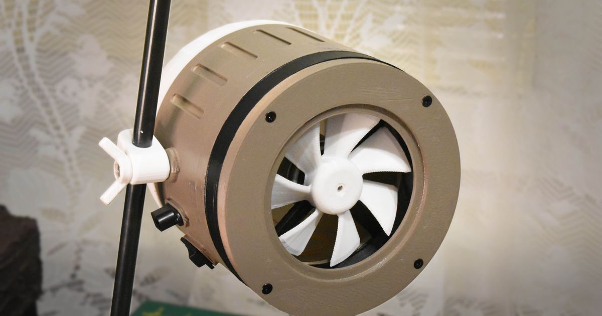 Starfield Desk Fan (motorized, fits on PRUSA MINI+) by Permateum