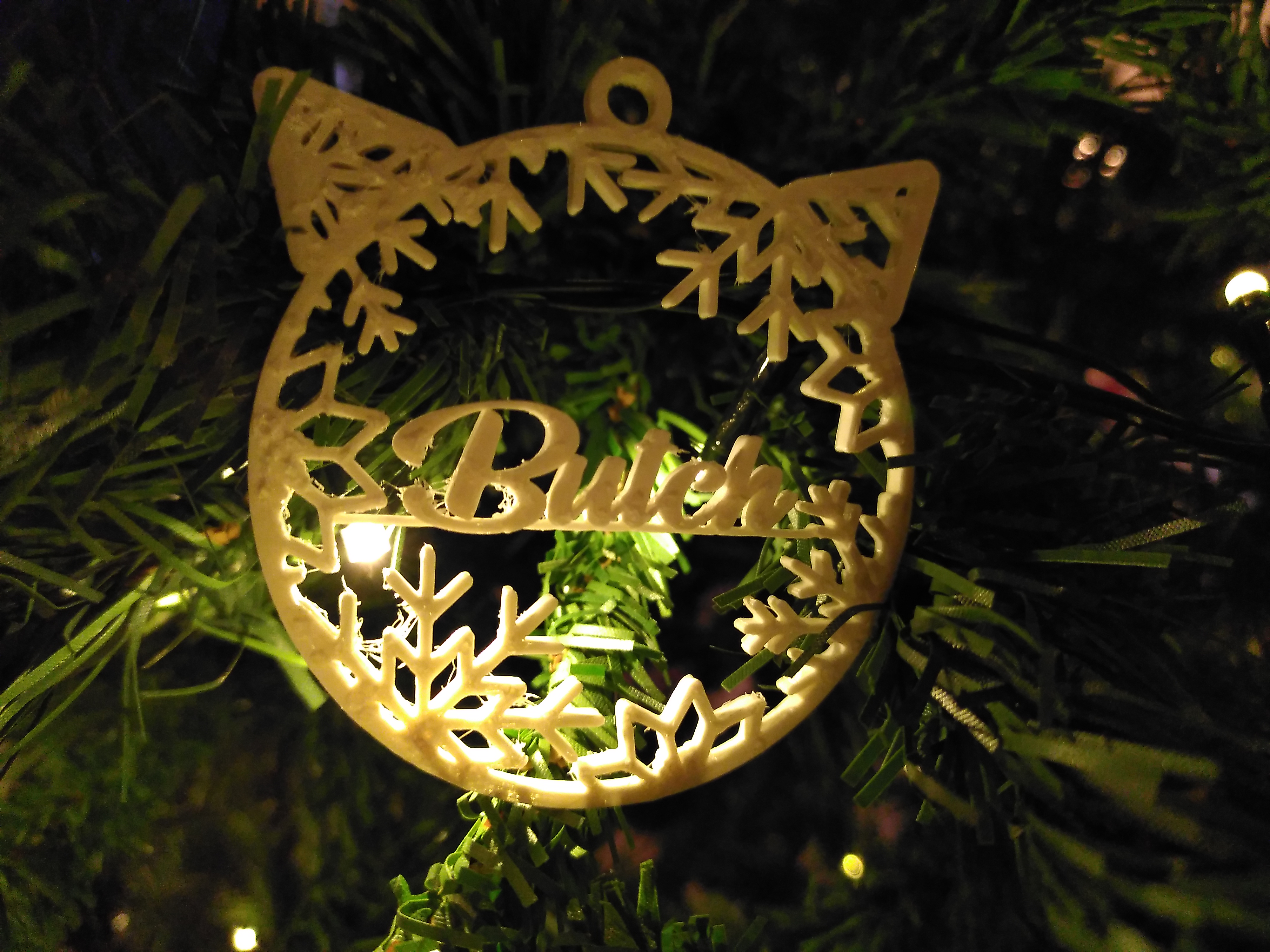 Customizable Cat Ear Snowflake Christmas Ornament